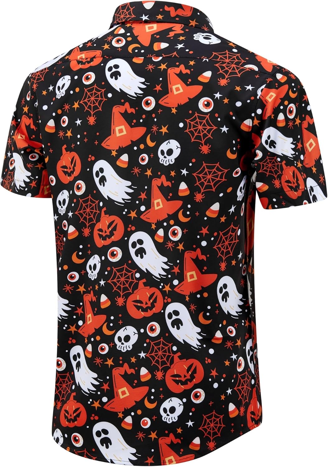 Halloween Button Down Shirt for Men Pumpkins Printed Casual Short Sleeve Hawaiian Aloha Shirts - Image 3