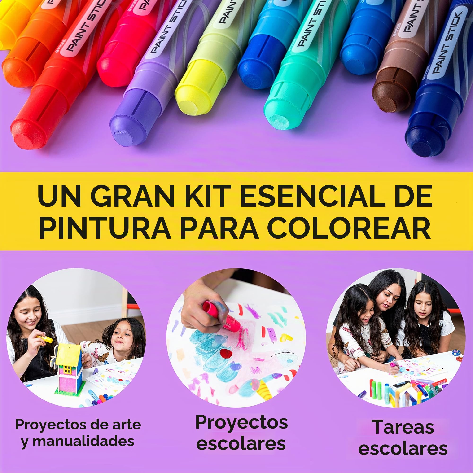 JOYIN 36 Temperas Lavables en Stick, Pintura para Niños 3 Años, Vistoso Tempera Paint Stick, Regalos Creativos de Pintura para Niños