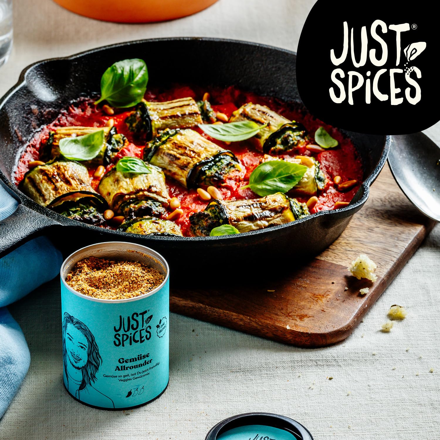 Just Spices Allrounder Gewürzbox 8 vielseitige Gewürzmixe Holzbox