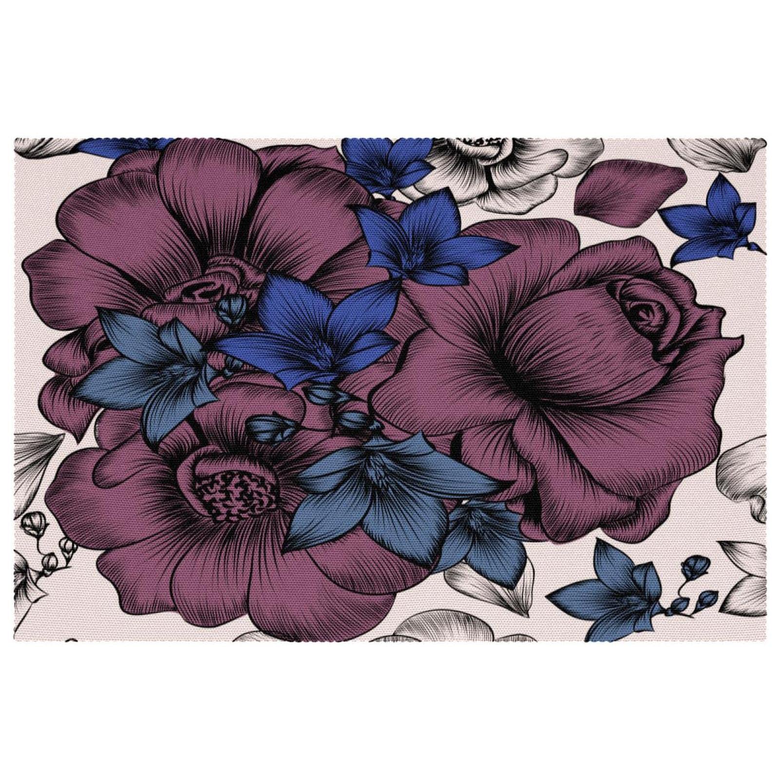 Set de table lavable en tissu Oxford motif floral lot de 4