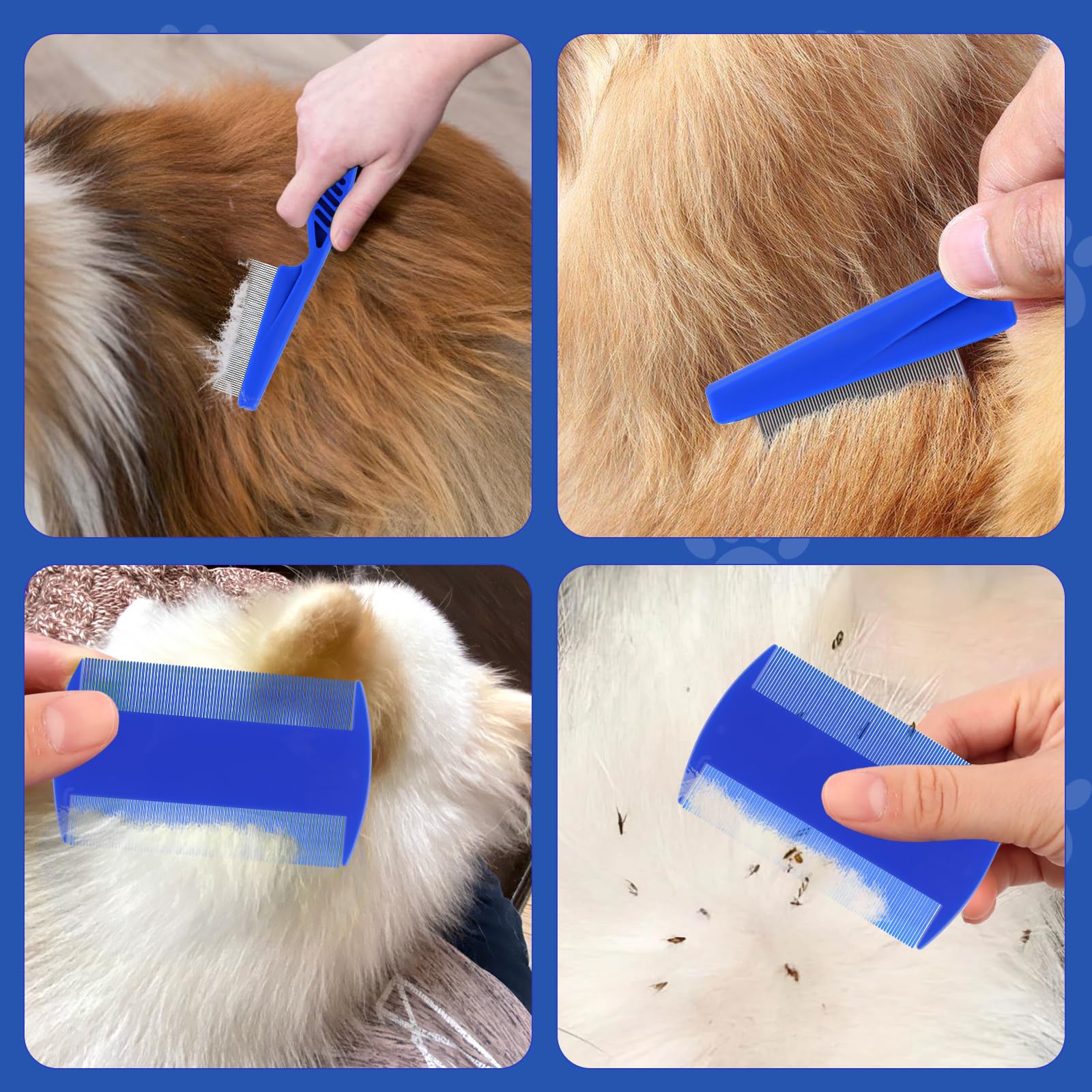 Katze Hund Flohkamm，Pet Reißen Fleck Entferner Kamm Set Pet Hund Pflege Kamm，Haustierkamm Profi Entfernen Floh，Mehrzweck Werkzeug，für Hund & Katze