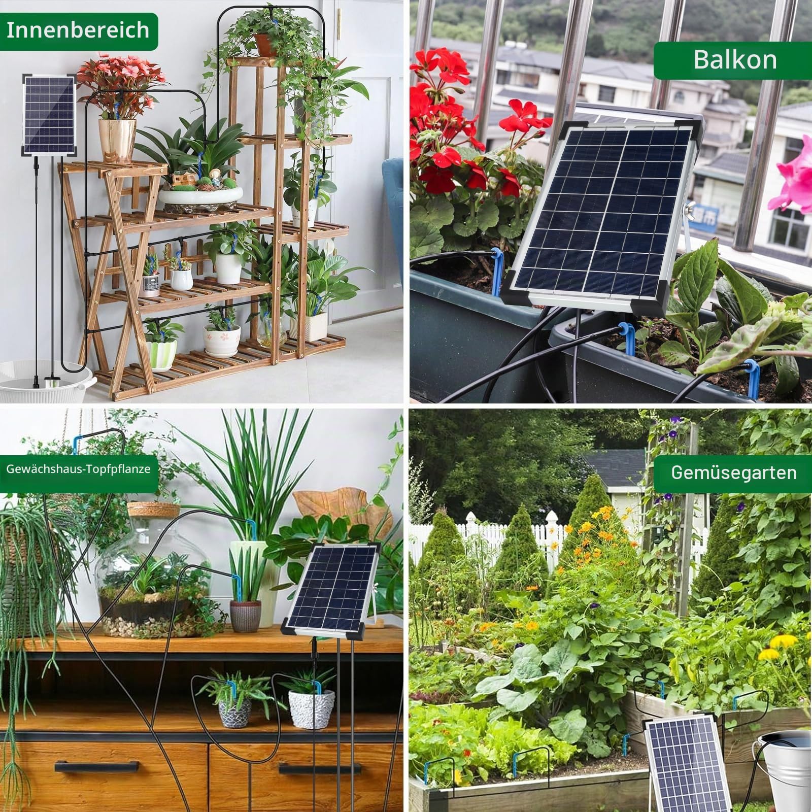 Garten Drip Bewässerung System Solar Powered,5W automatische Solar Drip Bewässerung Kit Bewässerung System, Anti-Siphon Design für Topfpflanzen Gewächshaus,Timing Modes Bewässerung Geräte