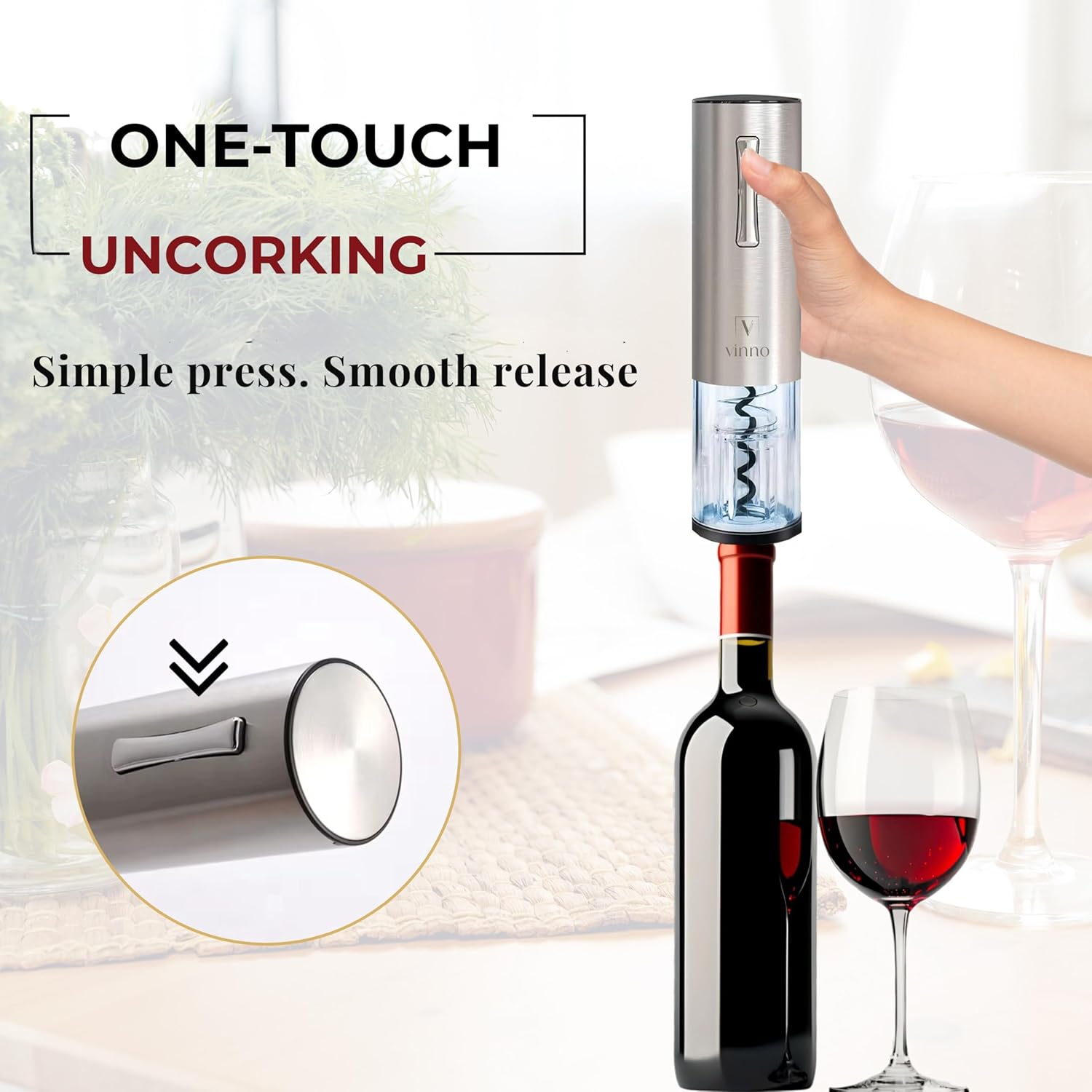 Electric Wine Opener Set, Rechargeable Automatic Wine Bottle Opener with Foil Cutter, Aerator, Vacuum Stopper, USB Cable, Ideal for Wine Lovers, Housewarming, Anniversary, Wedding Registry