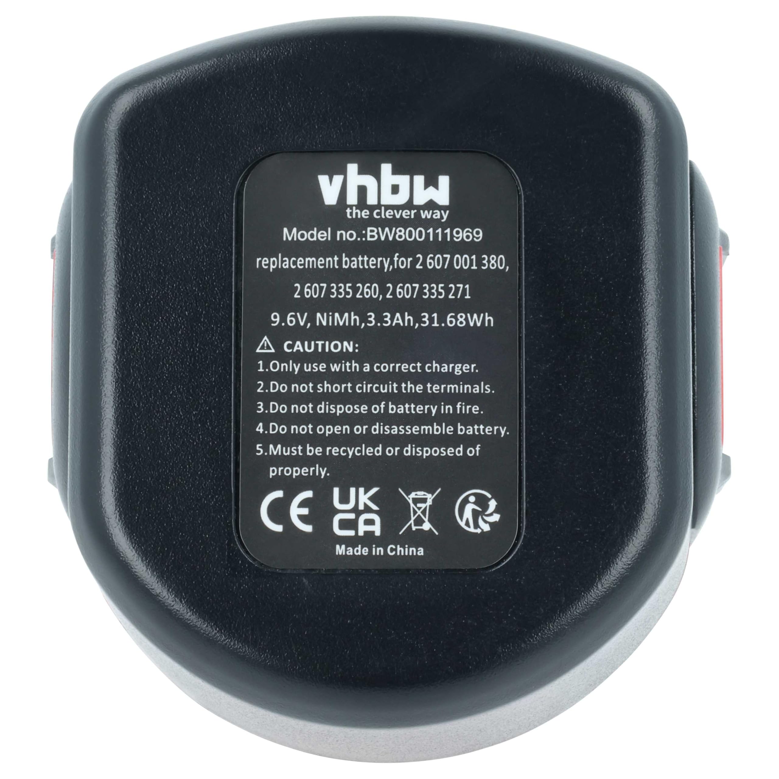 vhbw 2 x zamiennik baterii do Bosch 2607 335 540, 2 607 335 539, 2 607 335 524, 2607 335 674 do elektronarzędzi (3300 mAh, NiMH, 9,6 V)