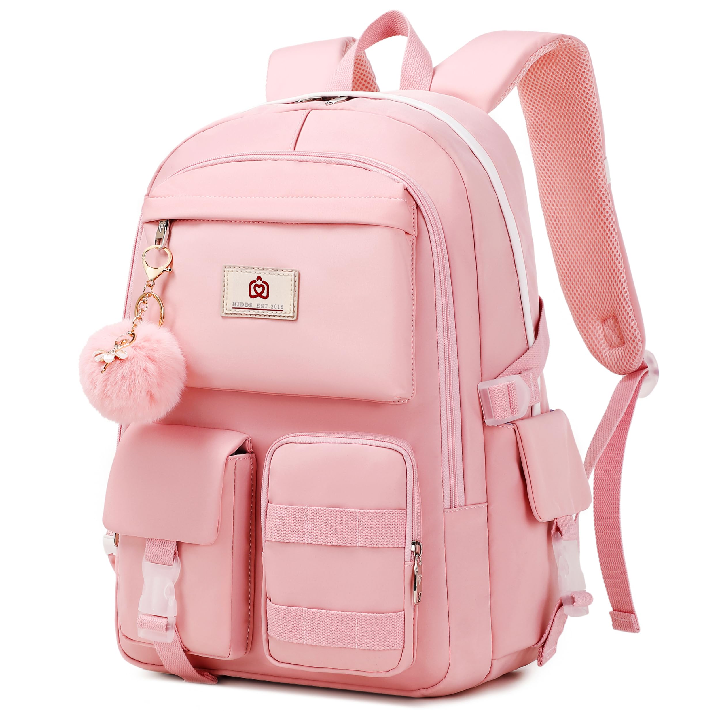 KIDNUOBackpack for Girls Laptop Backpacks 15.6 Inch College Cute Bookbag Anti Theft Primary Elementary School Bag Casual Daypack for Students Teens Girl Women (Pink)