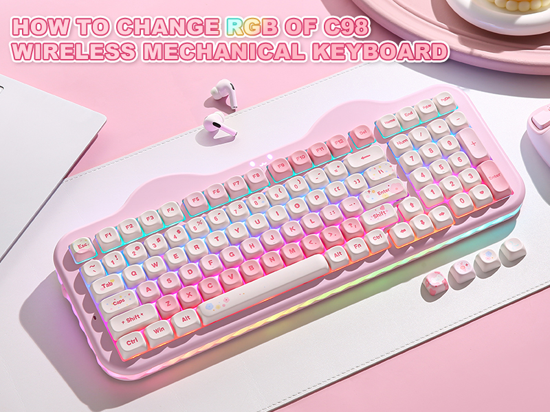 YUNZII C98 Wireless Mechanical Keyboard with Number Pad,98 Key BT5