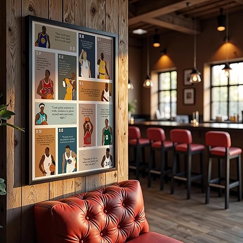 Miniatura 8 de LOLUIS Arte de pared motivacional, citas inspiradoras de baloncesto, obras de arte dibujadas a mano, decoración temática deportiva para