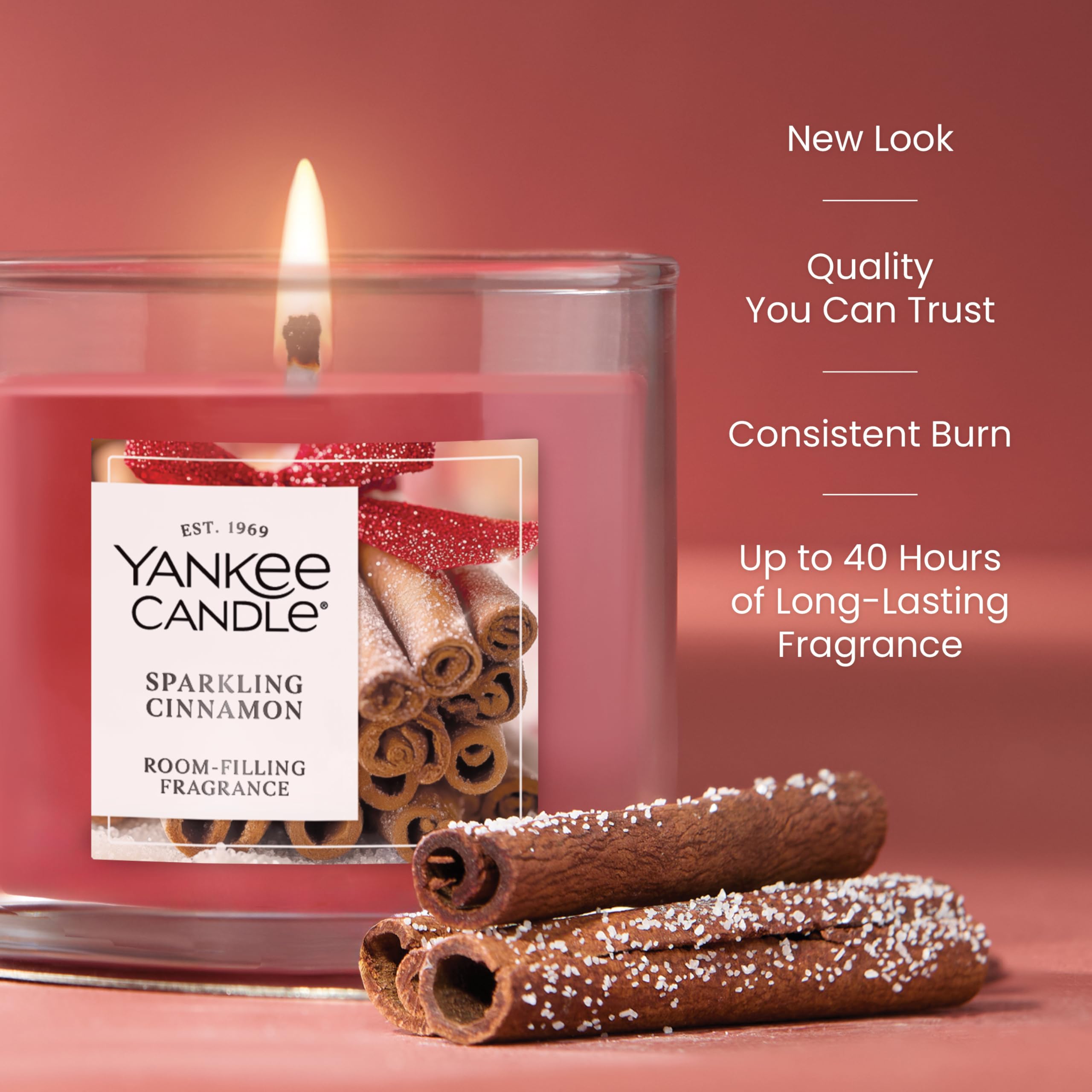 Yankee Candle Signature Bougie parfumée à la cannelle pétillante à mèche unique, 122 g, plus de 20 heures de combustion, Noël | Bougie des fêtes
