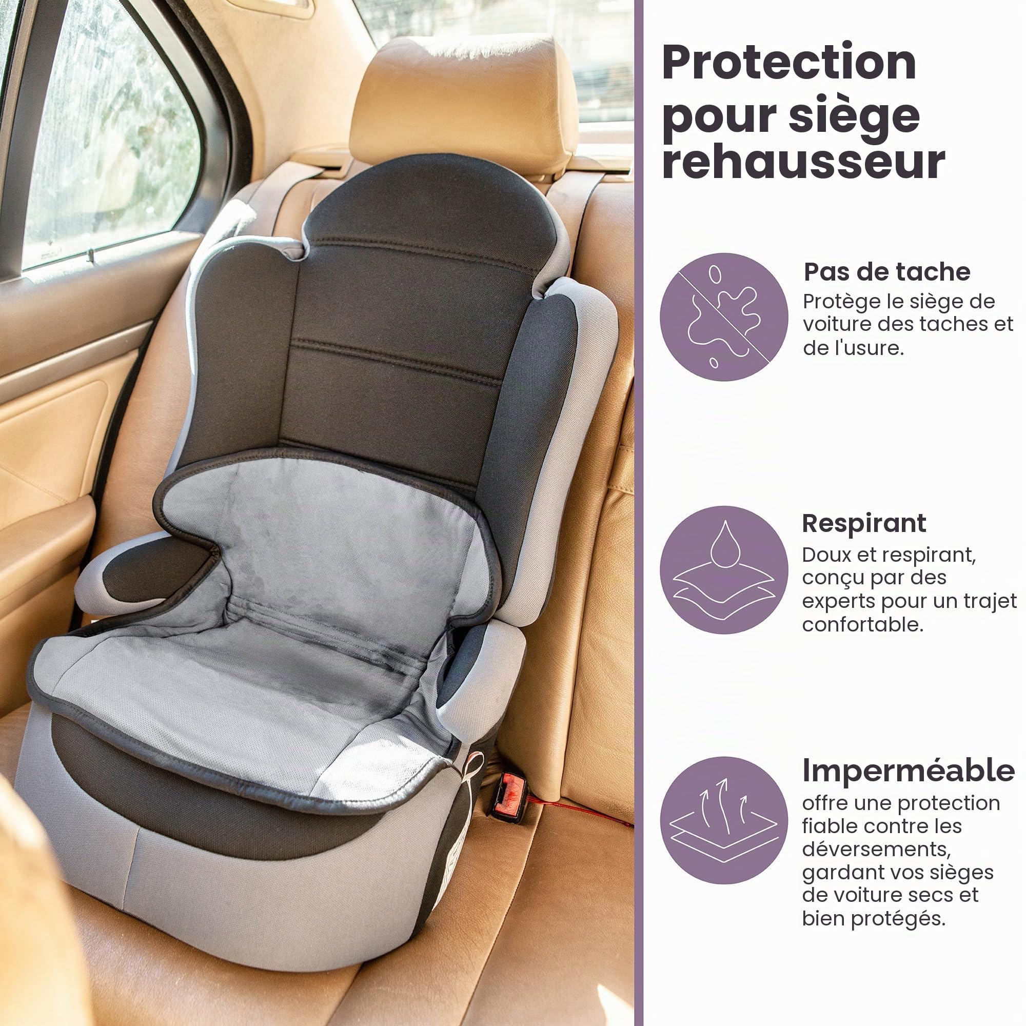 Lynmark Housse de protection pour siège de voiture d'apprentissage de la propreté – Tapis doux imperméable pour les tout-petits et le siège auto pour bébé – Tapis lavable pour les voyages, les fuites
