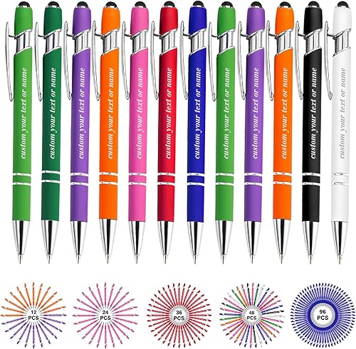 Bolígrafos personalizados con nombre a granel, juego de bolígrafos personalizados, lápiz capacitivo grabado, logotipo, texto, regalo para negocios,