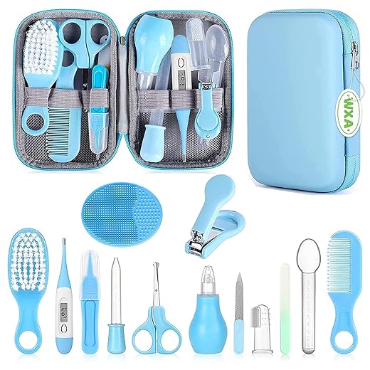 Baby Grooming Kit, Infant Safety Care Set with Hair Brush Comb Nail Clipper Nasal Aspirator,Baby Essentials Kit for Newborn Girls Boys