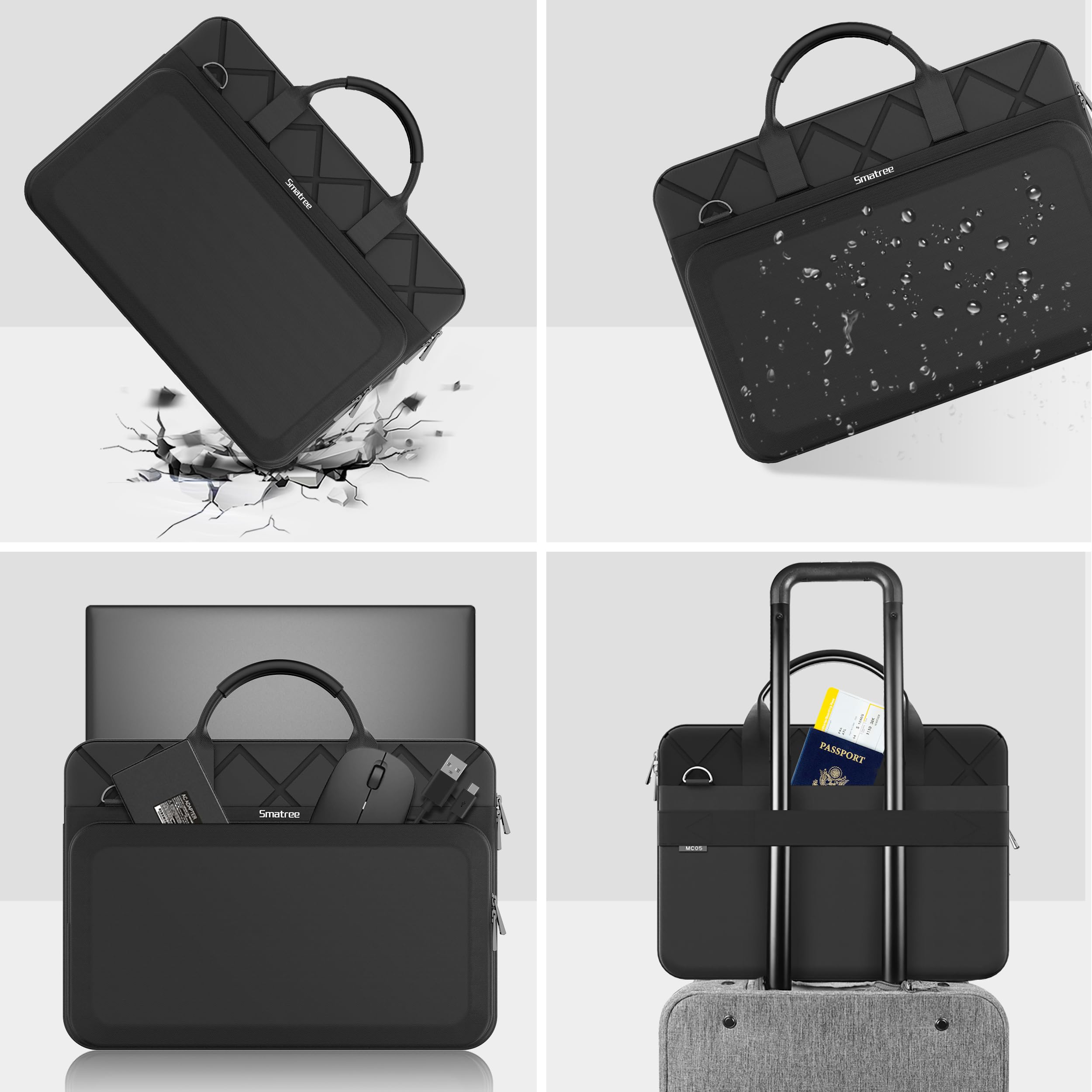 Smatree CityShield Custodia per laptop da 18 pollici Alienware m18 R2 Gaming Laptop, laptop da 18 pollici Alienware 18 Area-51 Gaming Laptop, custodia con tasca esterna accessori e maniglia (MC01)