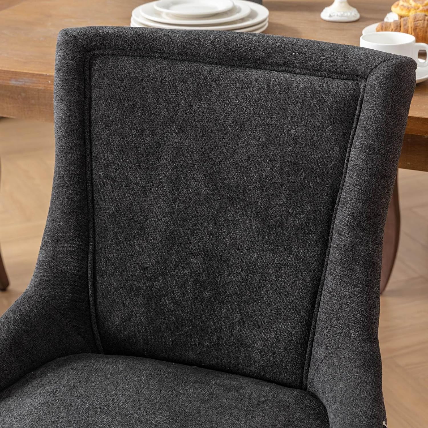 GDFStudio Upholstered Dining Chairs Set of 2,Mid Century Modern Dining Room Chairs with Solid Wood Frame Bronze Nail Head,Armless Accent Chair for Living Room Kitchen Restaurant 36.4" H Black