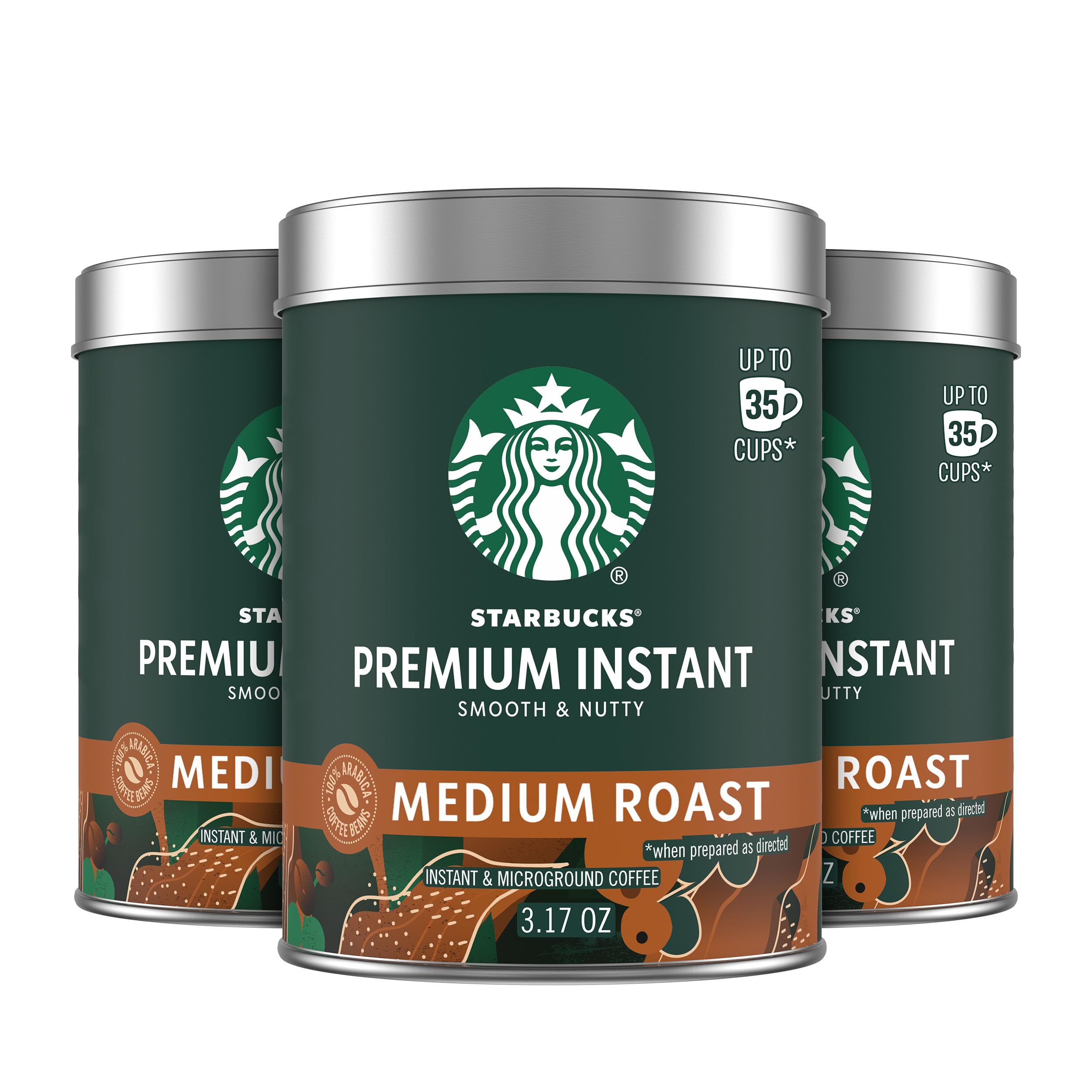 Starbucks Premium Instant Coffee, Medium Roast, 100% Arabica Beans, 3 Pack (3.17 Oz Each)