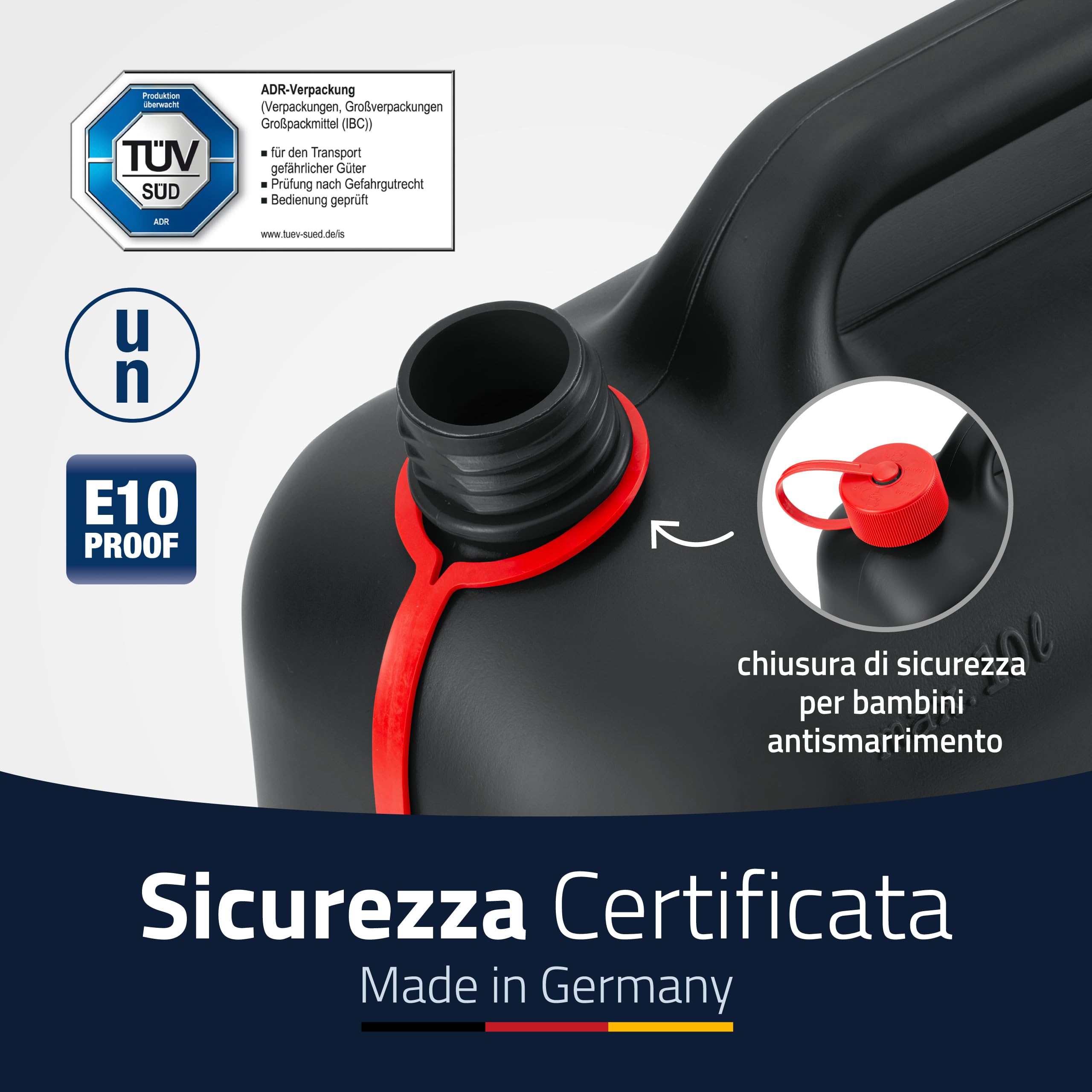 HÜNERSDORFF 812800 TANICA PER BENZINA 10 L COLORE NERO - Foto 2