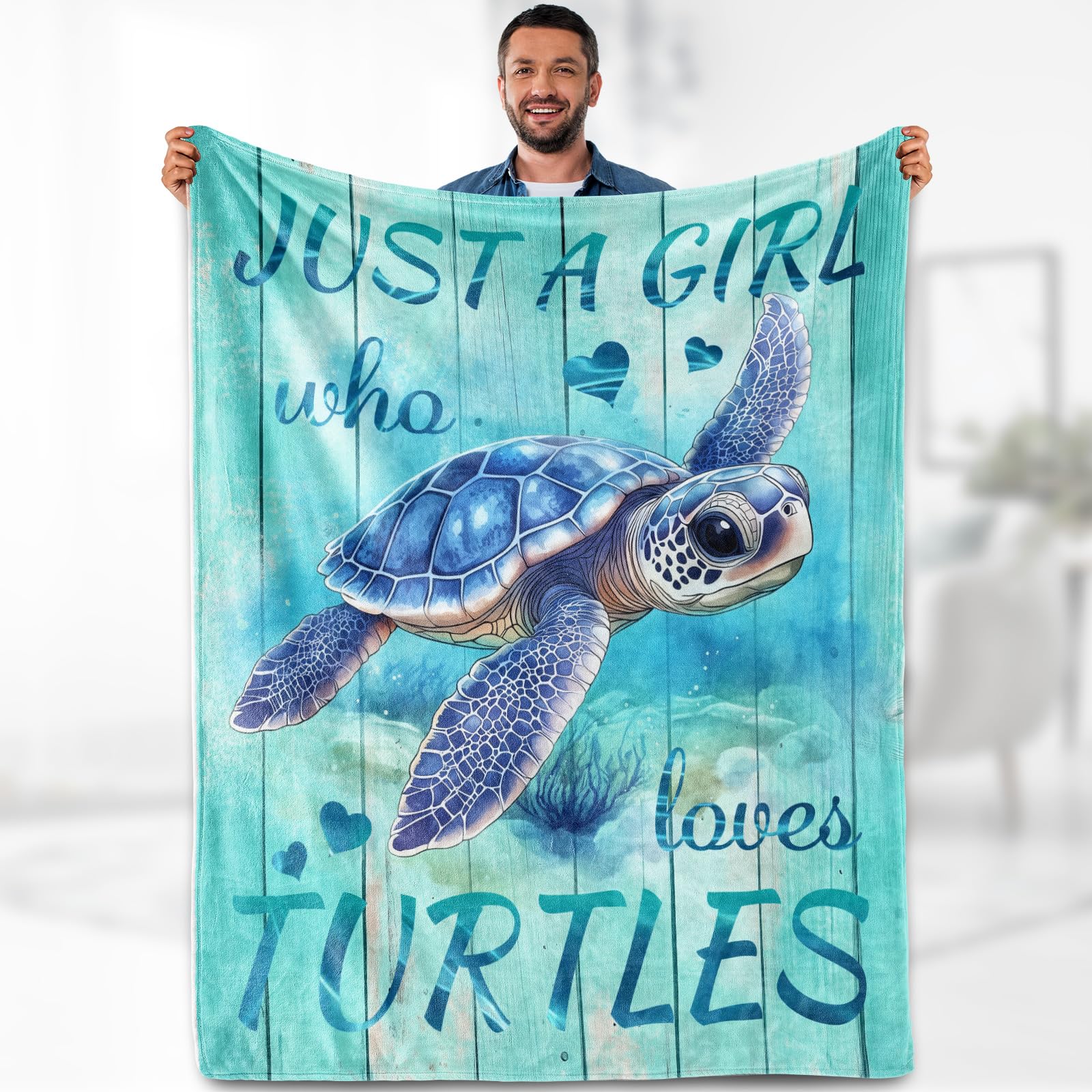 Aimego Sea Turtle Blanket Gifts for Women Men Kids Boys Girls Ocean Animal Turtle Lovers Bedroom Living Room Decor Soft Plush Cozy Bed Couch Fleece Throw Blanket 50"x60"