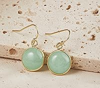 Vista 5 de 14K Gold Earrings for Women Handmade Green Jade Jewelry Green Stone Earrings for Women Dangle Birthstone Earrings Gift for Anniversary Graduation
