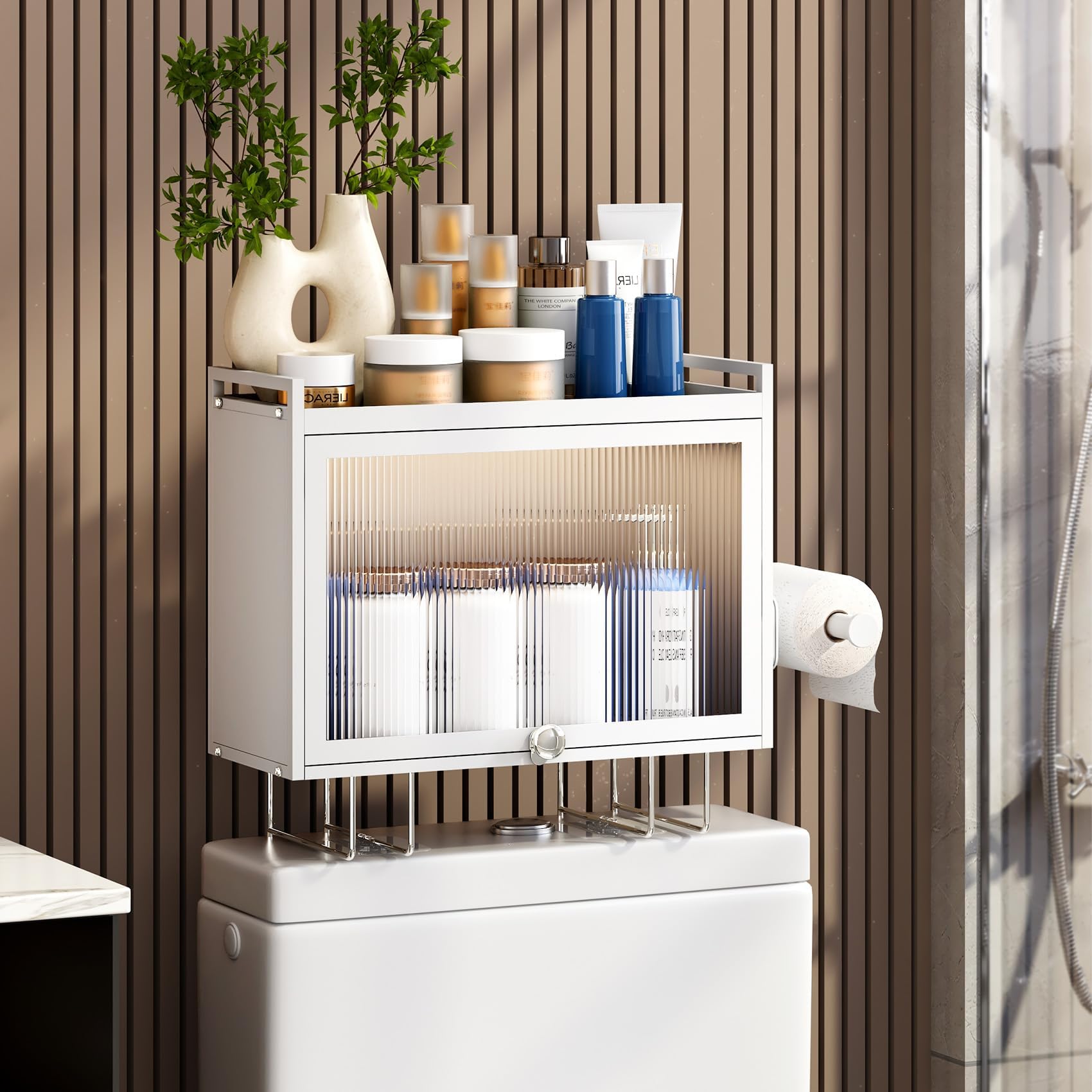 Amazon.com: Over The Toilet Storage Cabinet, 2-Tier Bathroom Storage ...