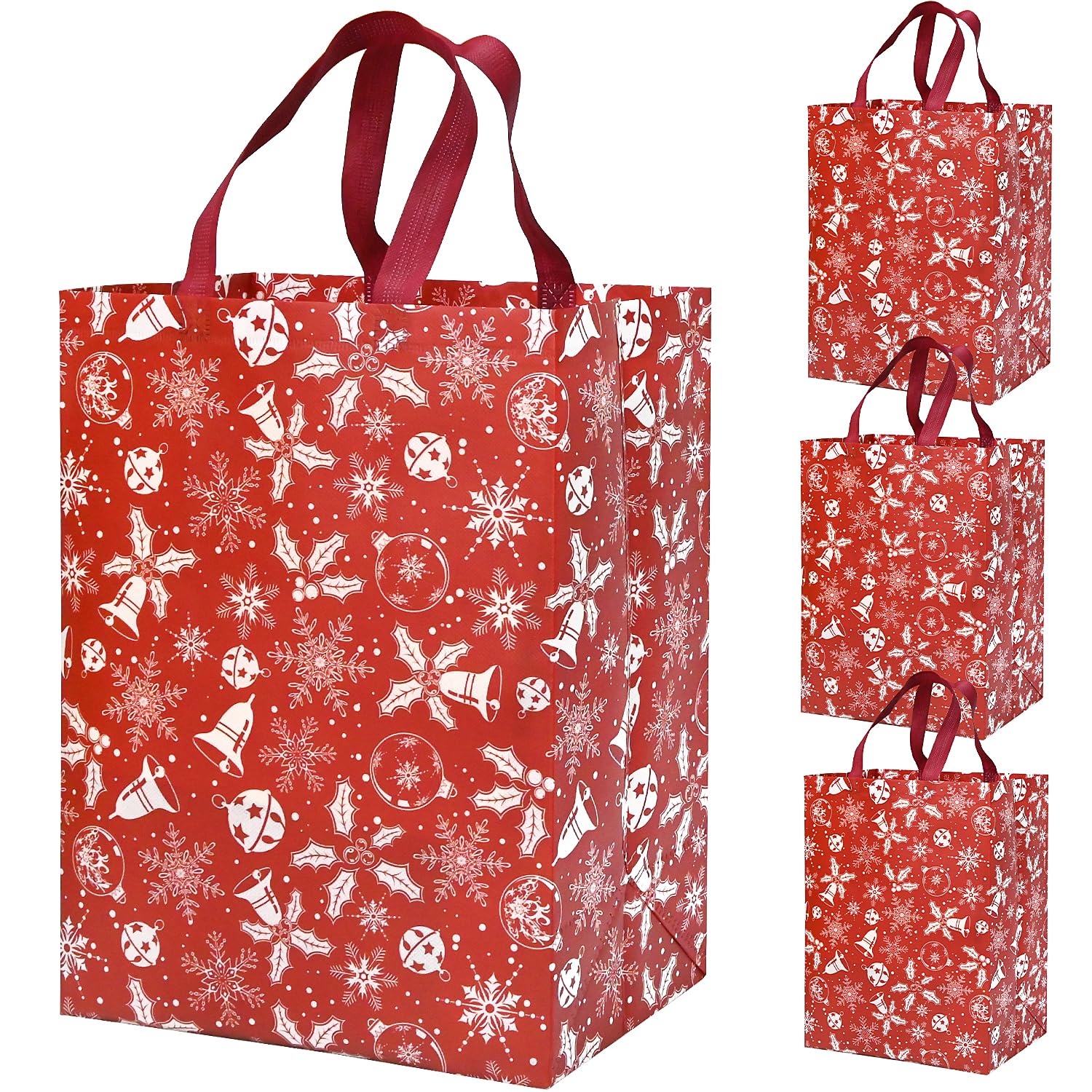 Large Christmas Gifts Bags 4Pcs,41 * 30 * 18 mas Present Bags,Red White Xmas Gift bags for presents