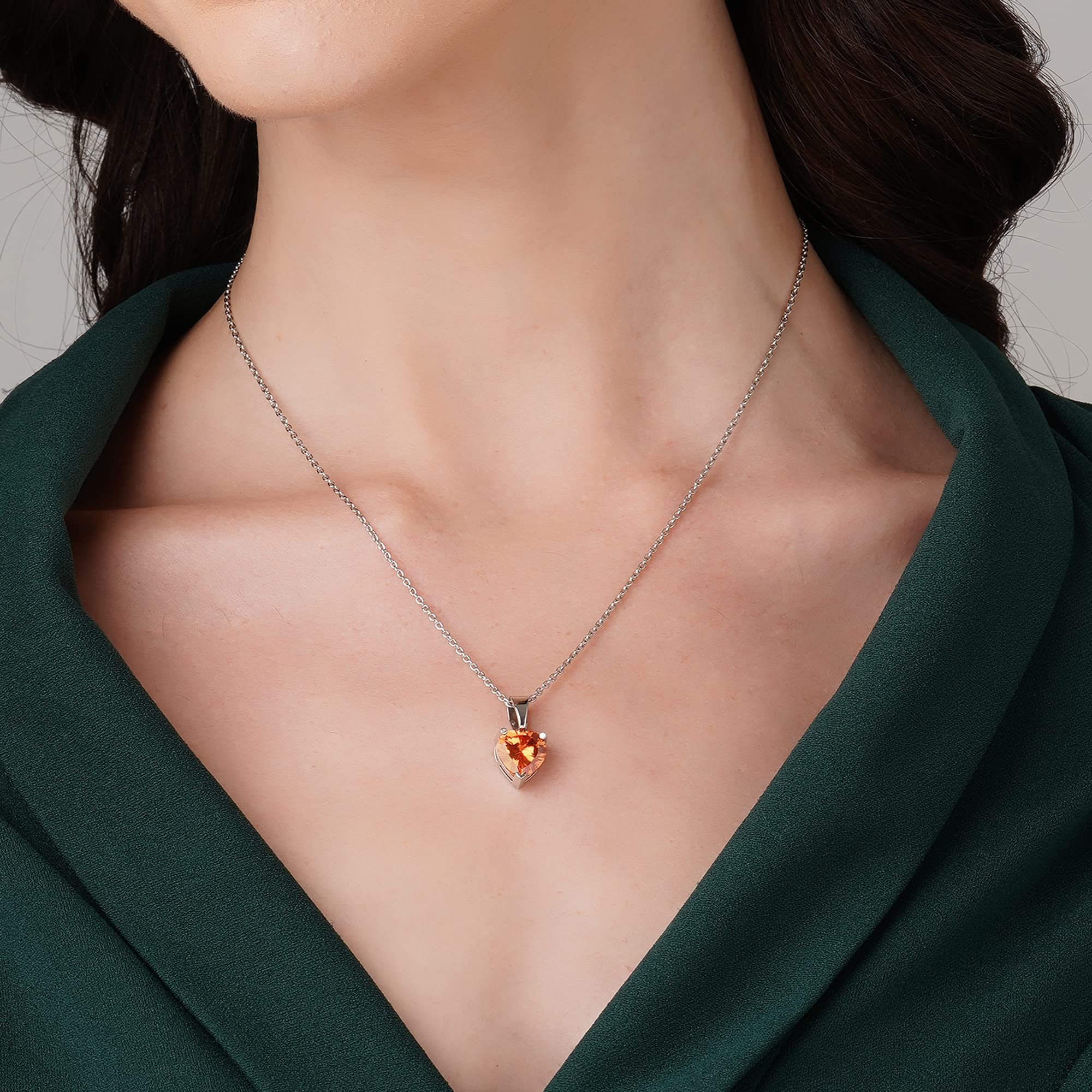 Heart Shape Valentine Pendant Necklace with Chain