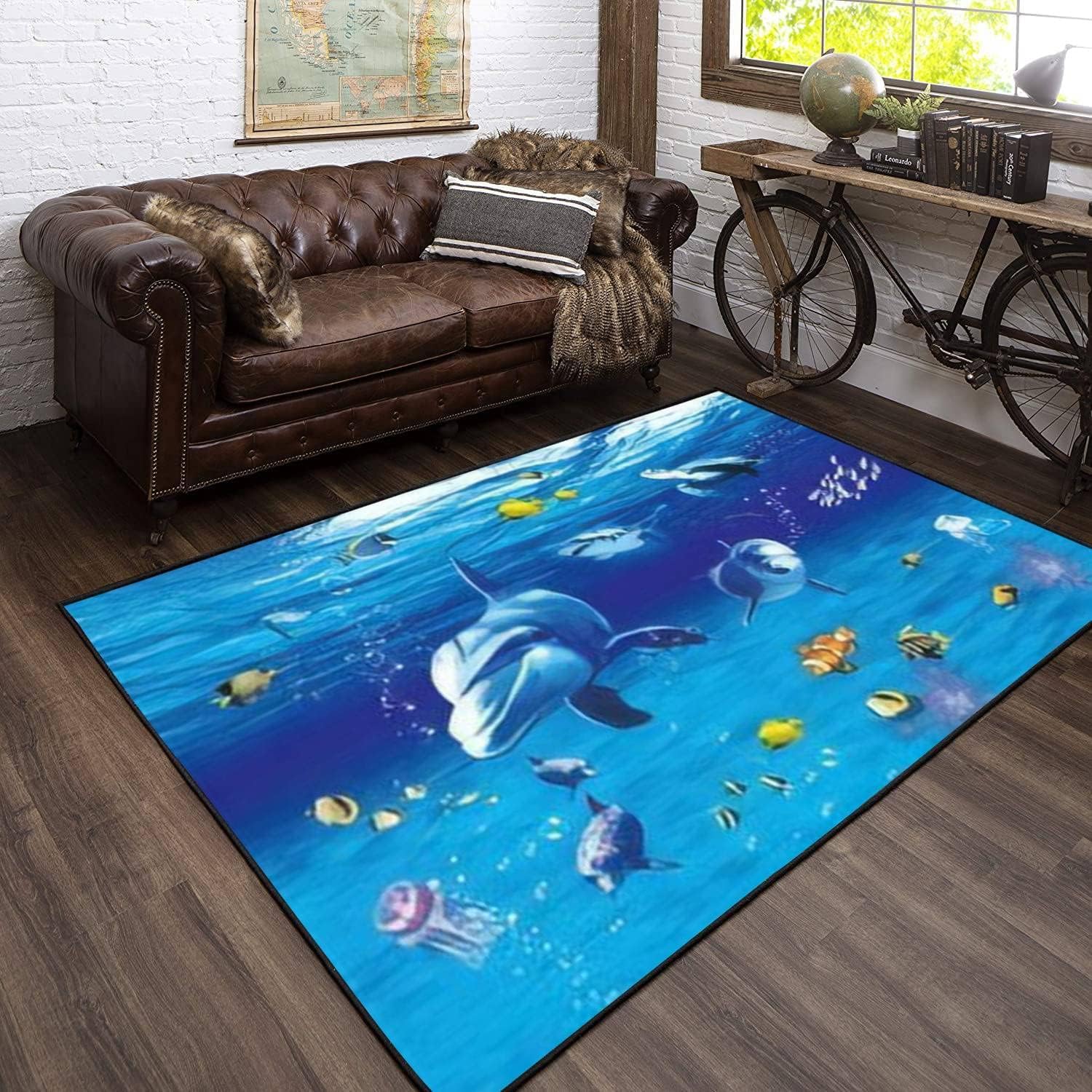 Tapis dauphin animal 3D pour réveiller la déco d'une chambre à coucher