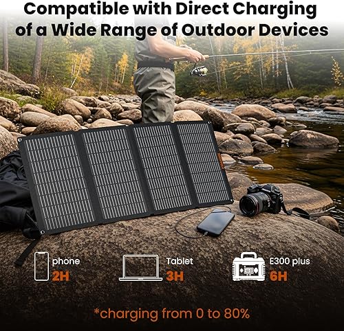 Miniatura 6 de Paneles solares portátiles de 50 W, cargador de panel solar plegable IP68 impermeable con puertos USB-A y USB-C, salida de 18 V CC para pequeña