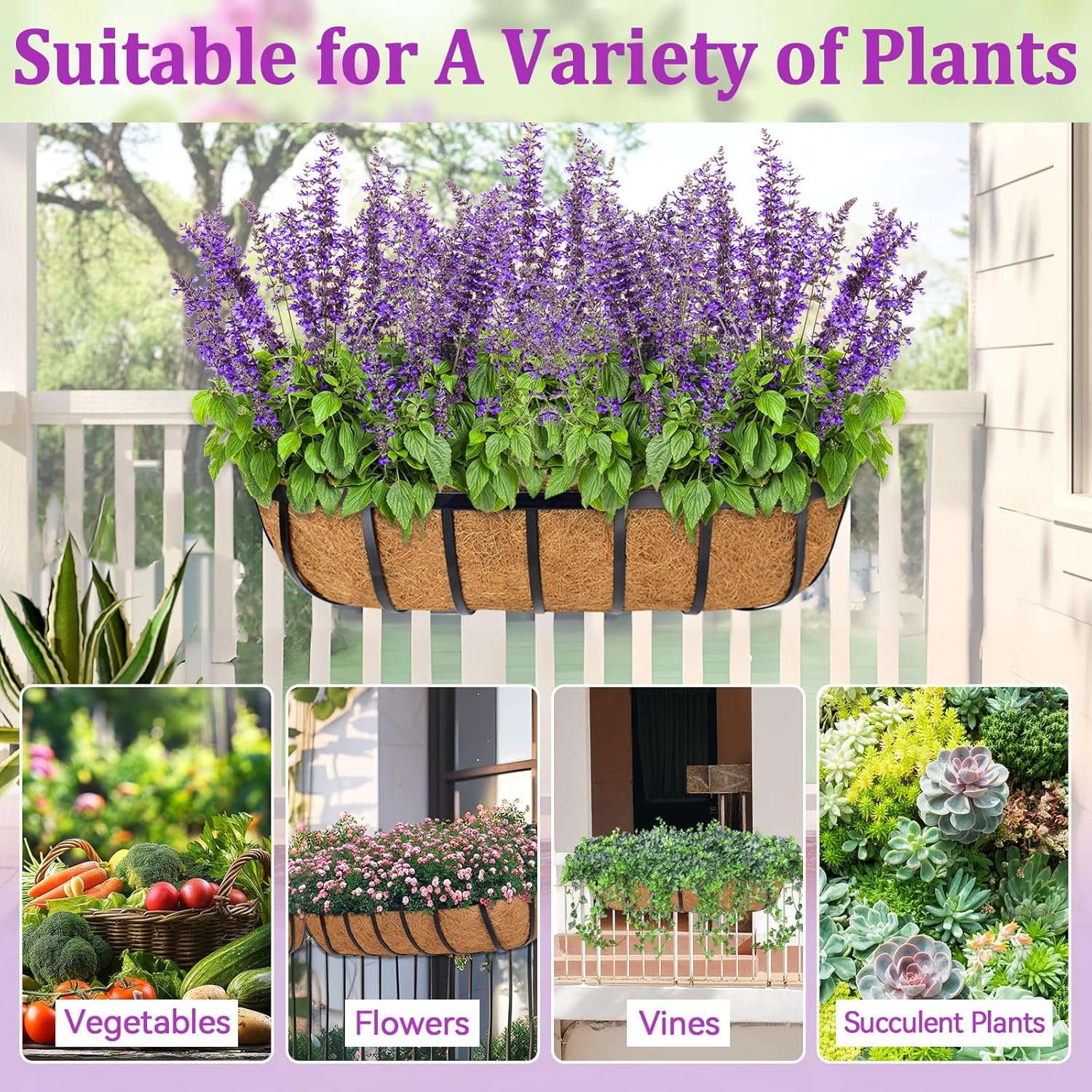 Halatool 30 Inch Coconut Liners for Planters (4 Pack) – Natural Coco Fiber Trough Liners, for Window Boxes, Railings & Balcony, Breathable & Prevents Soil Erosion