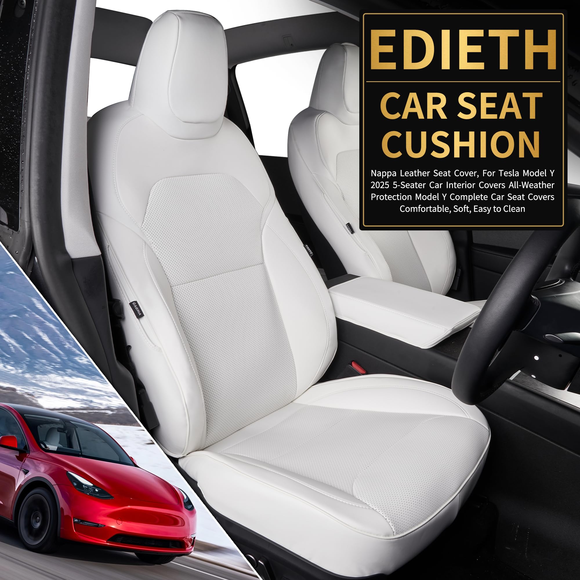 Amazon | EDIETH プレミアムホワイトナッパレザーシートカバー Tesla 