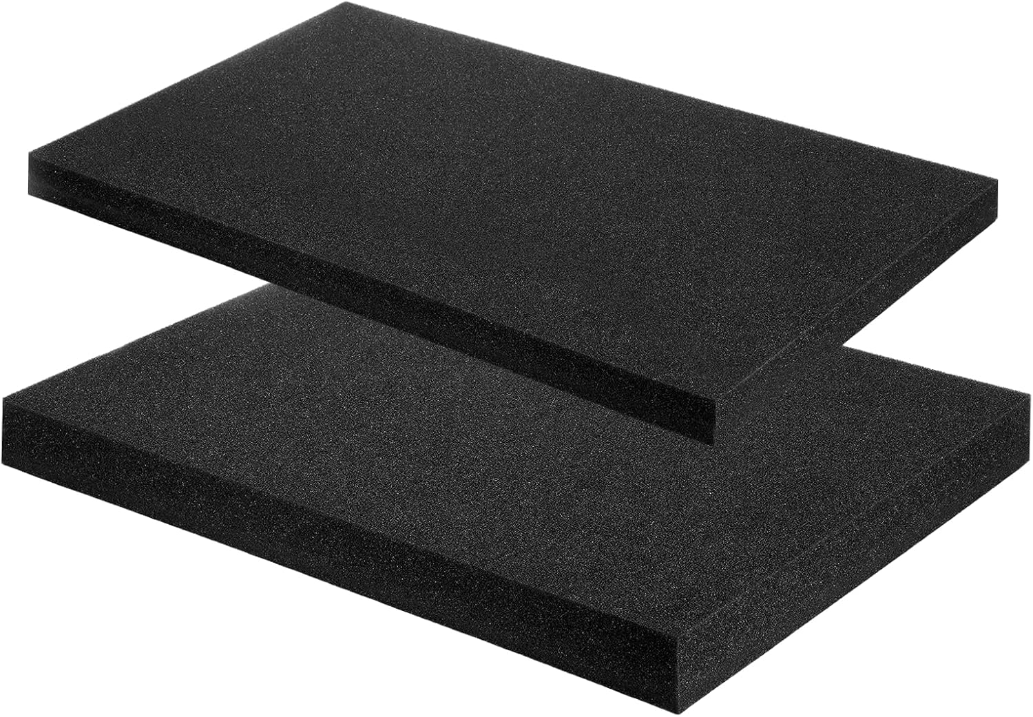 MECCANIXITY 2 Pcs Polyurethane Foam Inserts, 16"Lx12"Wx1.6"T & 16"Lx8"Wx1"T Cuttable Polyurethane Pick and Pluck Packing Sheets Cushioning Padding for Cases Tool Box Game Box Camera(Black)