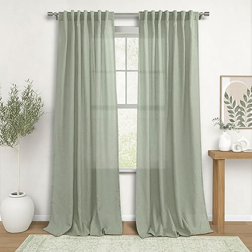 Miniatura 174 de KOUFALL Cortinas transparentes de lino de 90 pulgadas, cortinas para Sala Modernas 2025 De Lino Elegantes, cortinas personalizadas con pestaña