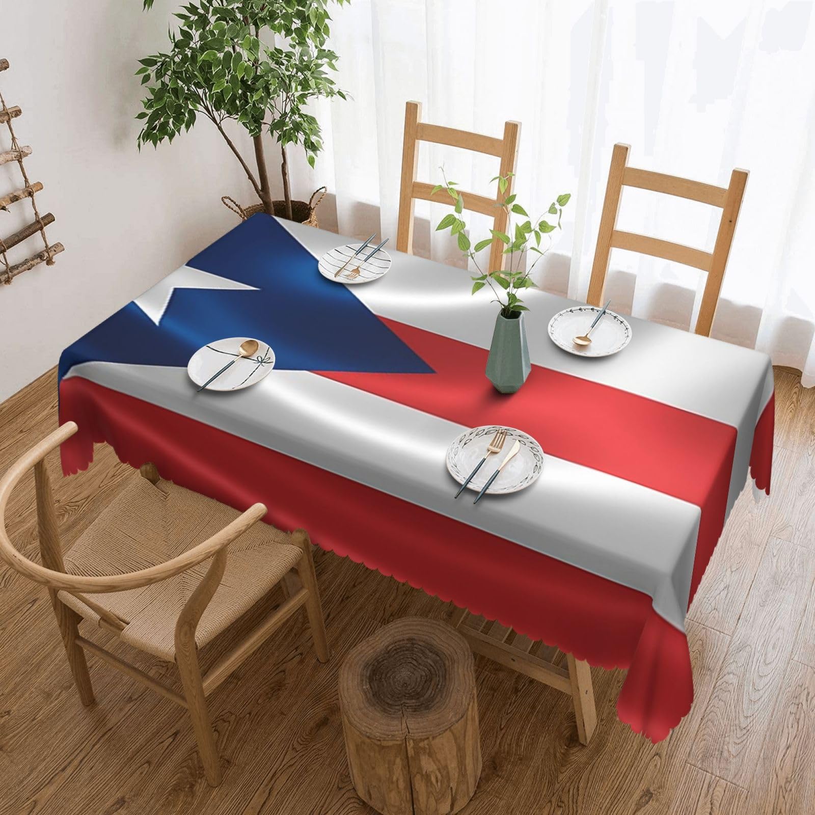 SMAZDFXX Puerto Rico Flag 54 x 72in Table Cloth,Polyester Rectangle Tablecloth for Kitchen Dining