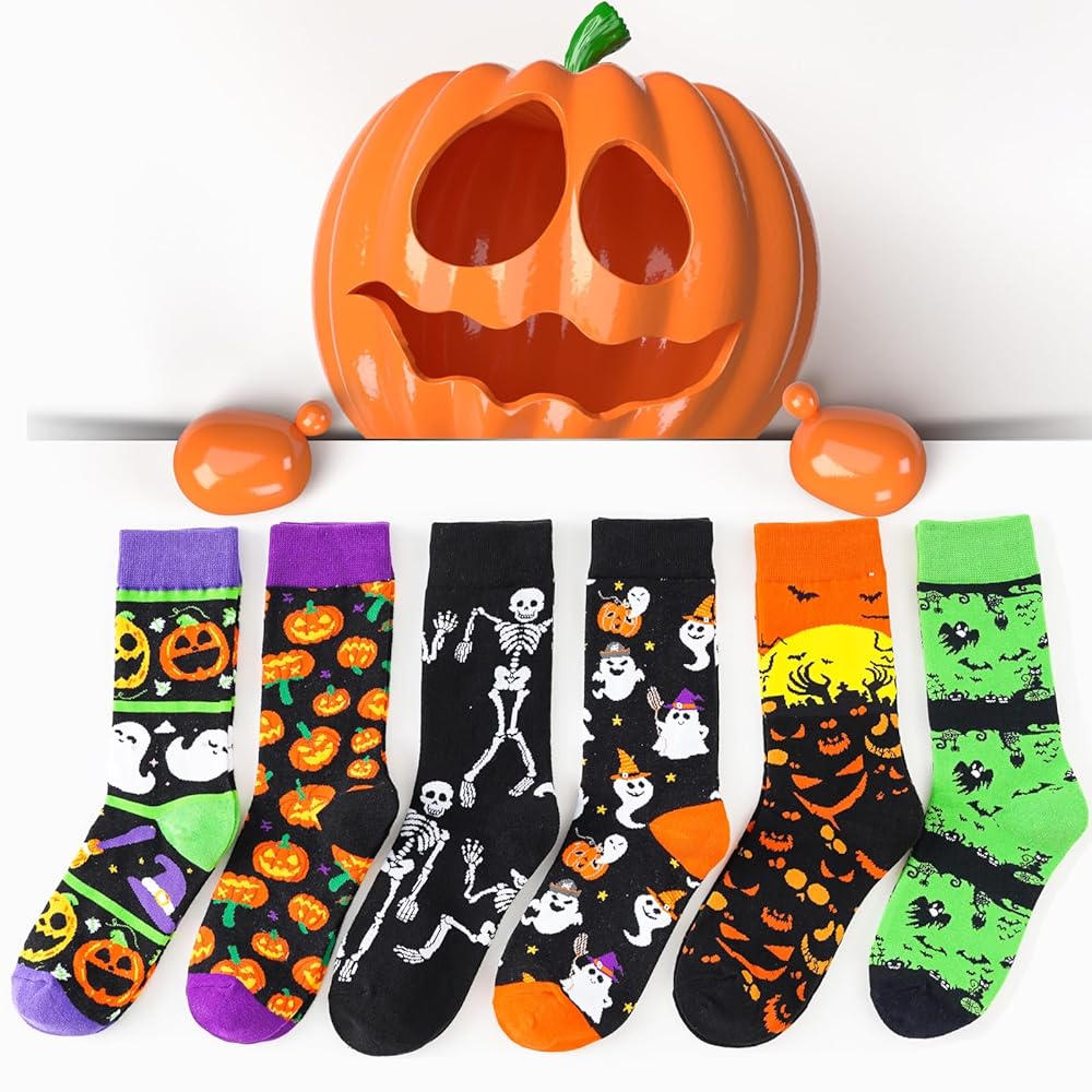 Calzini Divertenti Halloween BISOUSOX 6 Paia - Zucca, Fantasmi, Scheletri | Taglia 36-40 Per Donna E Uomo - Foto 5