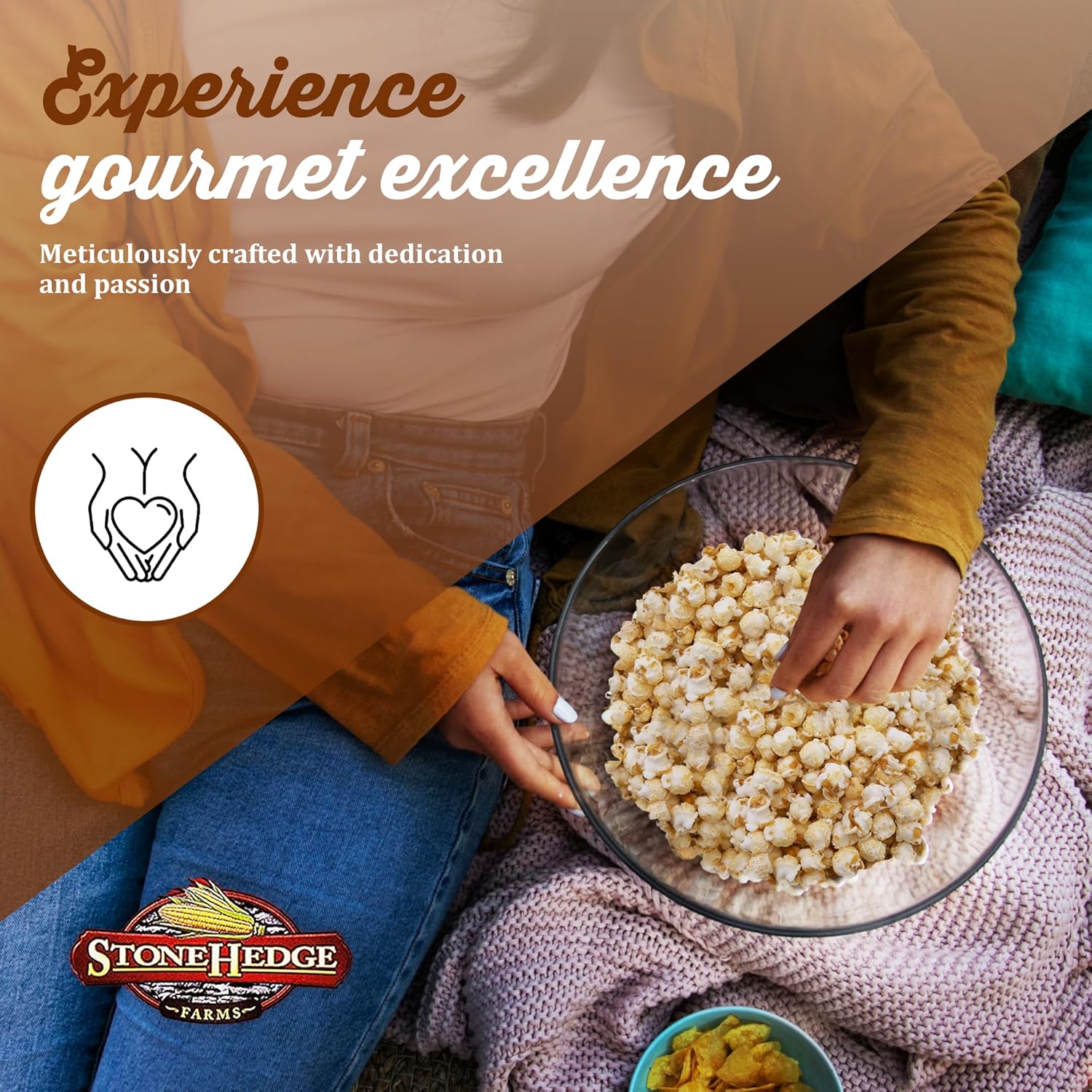 Stonehedge Farms Kettle Corn Crunch Flavored Popcorn | 26 oz Tub (Pack of 2) | Reclosable Barrels | Perfect for Holidays and Christmas | Bulk Popped Gourmet Kettlecorn Pop Corn