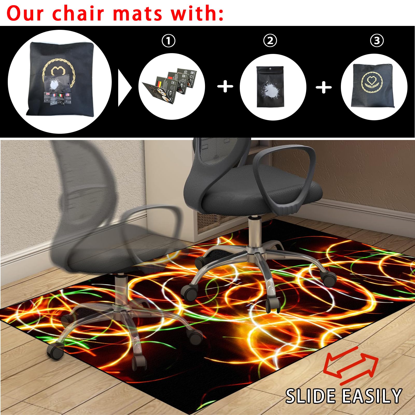 Alfombra Silla Ruedas Gaming Oficina Alfombra Silla Gaming protección del suelo 90 x 120 cm Alfombrilla protectora para silla de oficina Alfombra Silla Escritorio para laminado parqué suelos duros