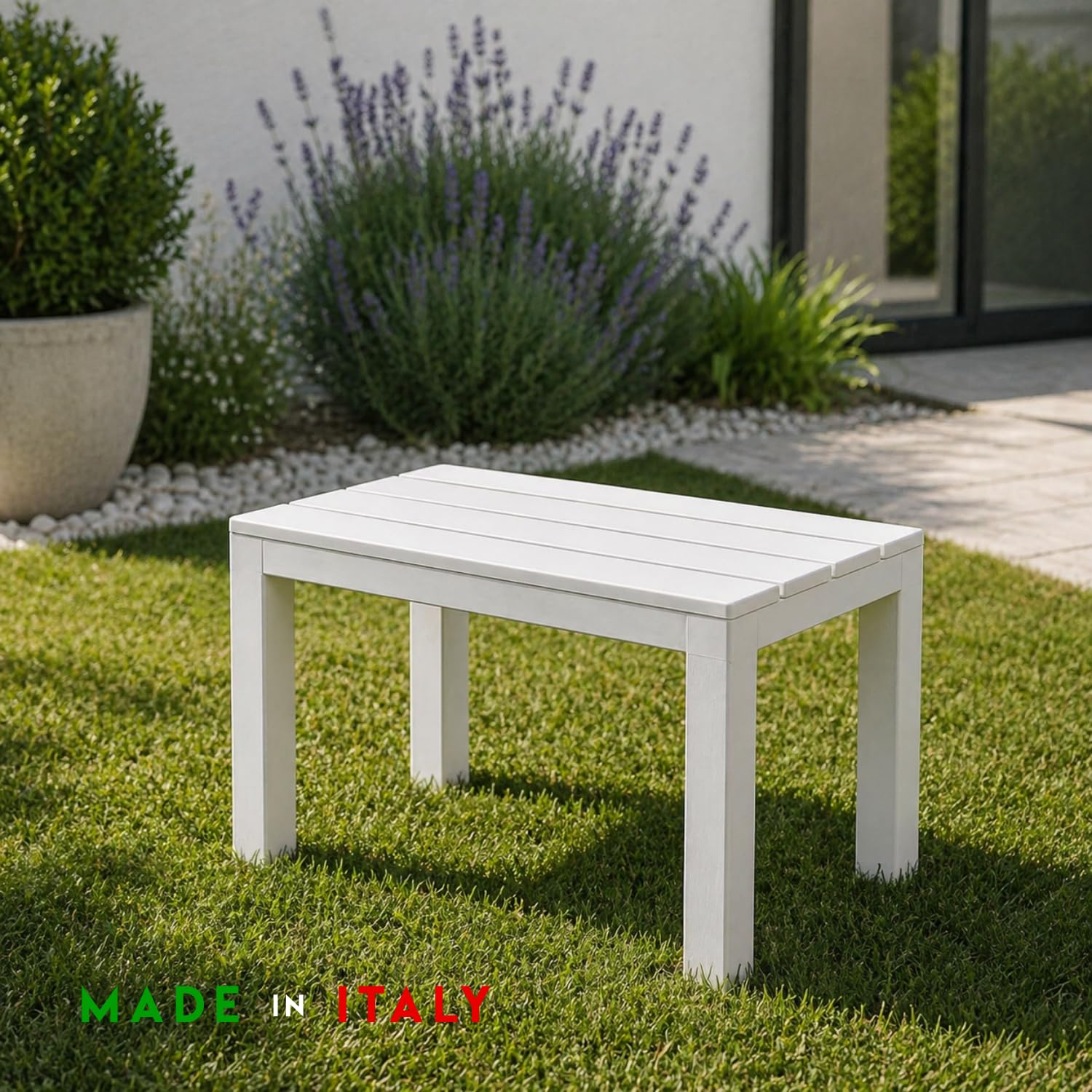 PALUPLUS Panca da Giardino in Plastica 60x38,5x45 cm Effetto Legno - TIMO146F Bianco