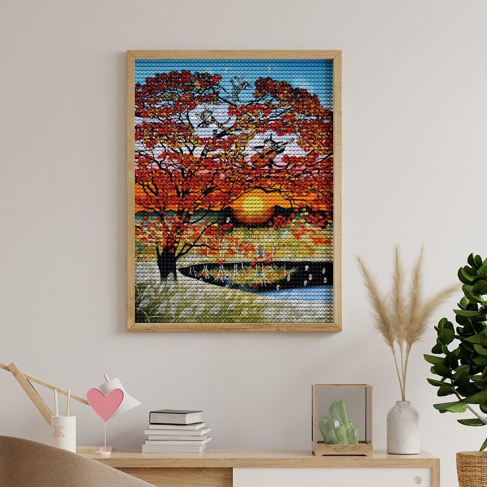 Amazon.co.jp: 藤城清治 紅葉と猫のシンフォニー ダイヤモンド画