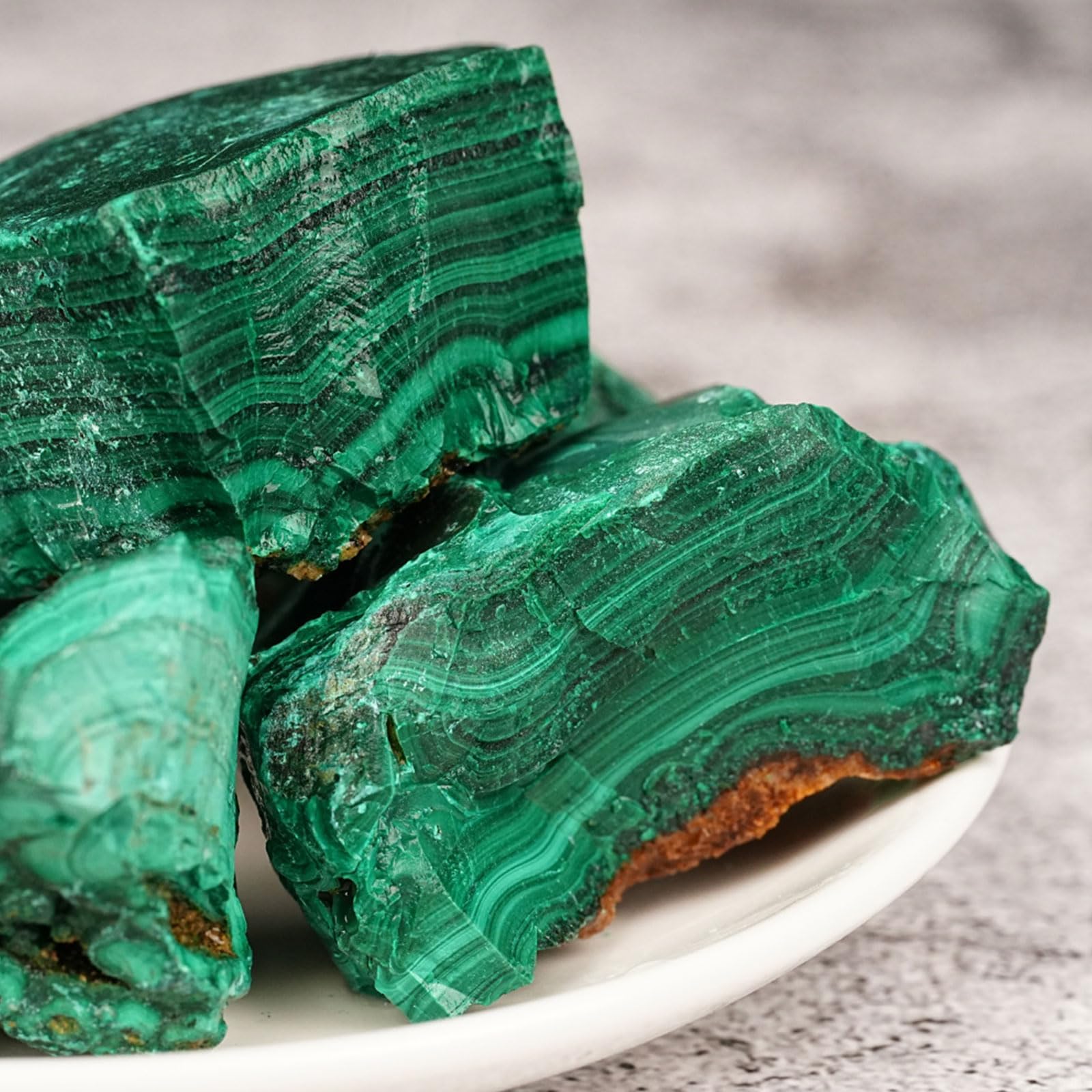 2 Piezas Cristales crudos de Malachite y Piedras de curación, Rocas ásperas Naturales para Volar con Puestas de decoración Hechas a Mano de Bricolaje de Bricolaje puliendo,2.2lb/pc