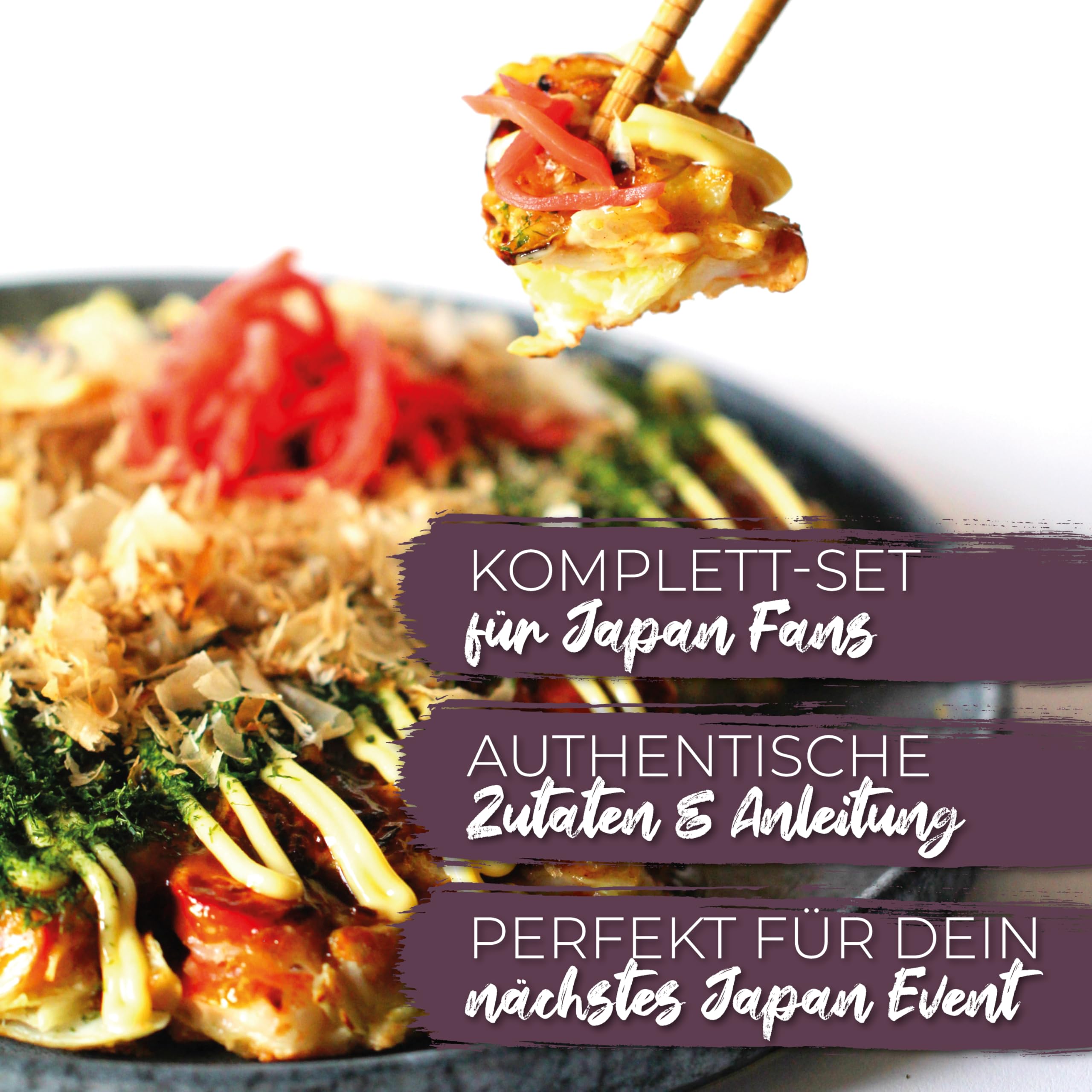 Okonomiyaki Kochset 7-teilig für japanische Pfannkuchen mit Anleitung