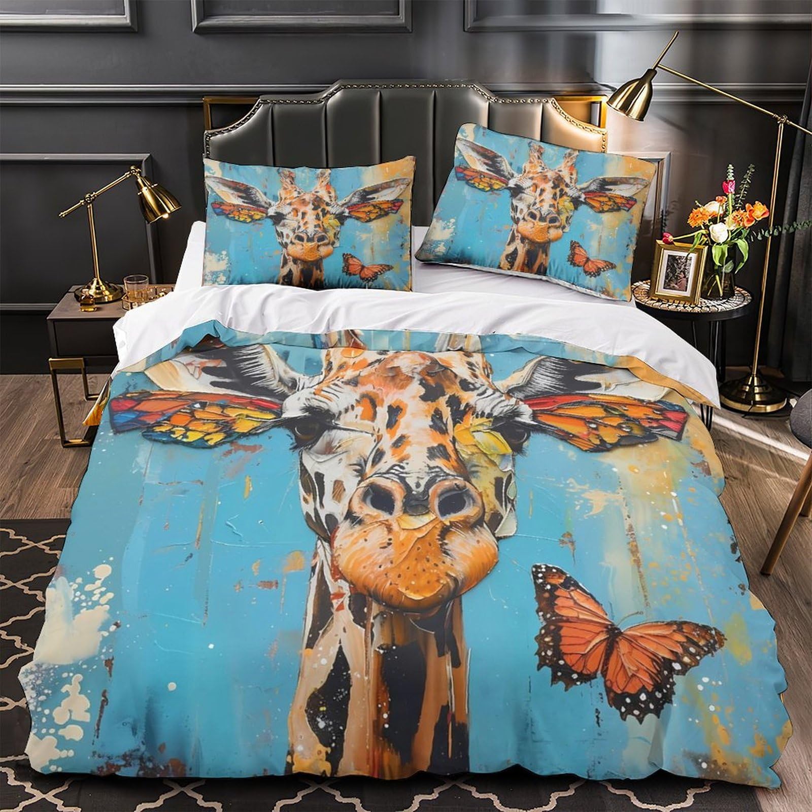 Parure de lit girafe 3D respirante pour décorer la chambre d'un adolescent passionné de nature