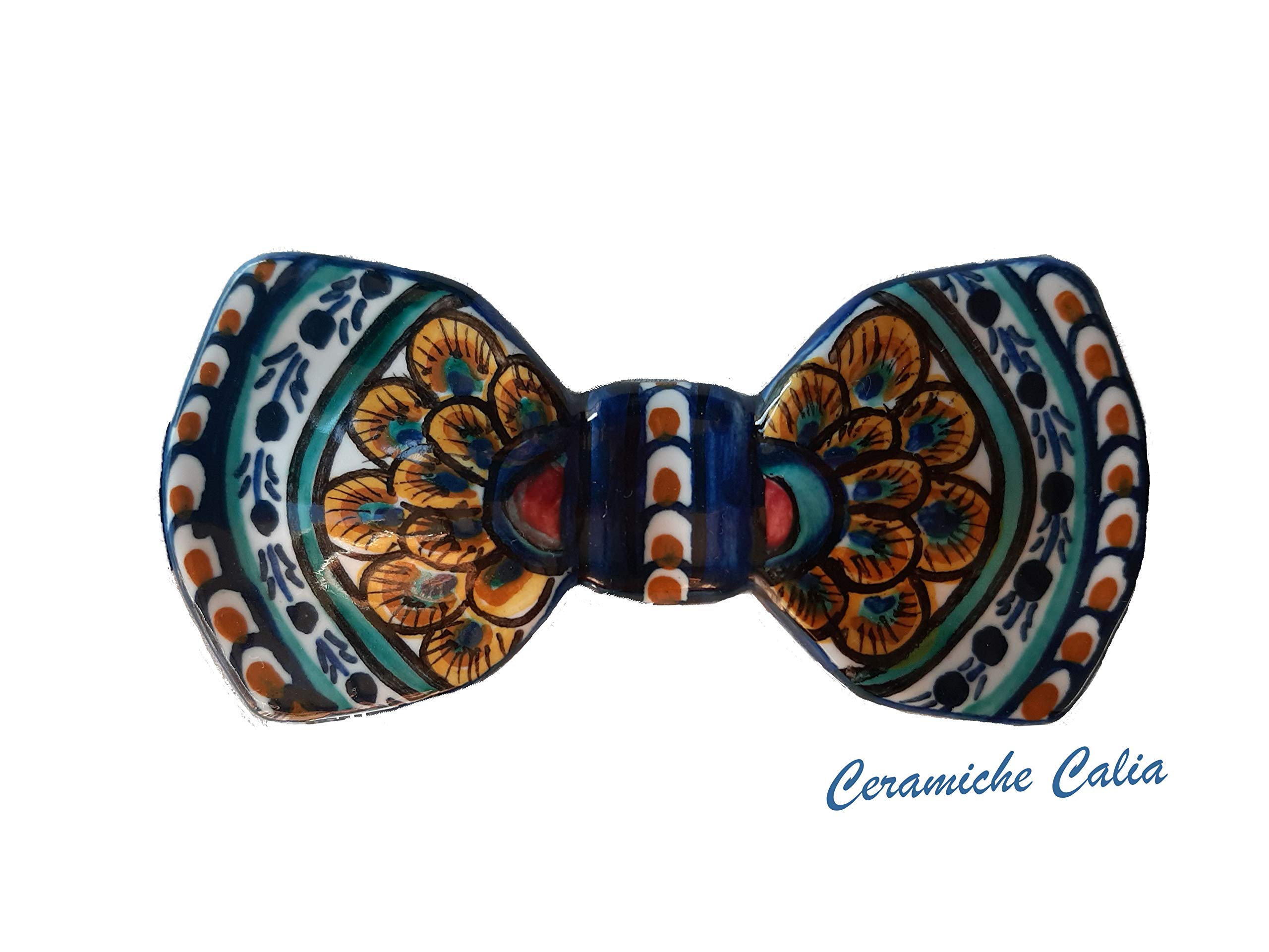 Papillon in ceramica con maiolica di Sciacca made in italy