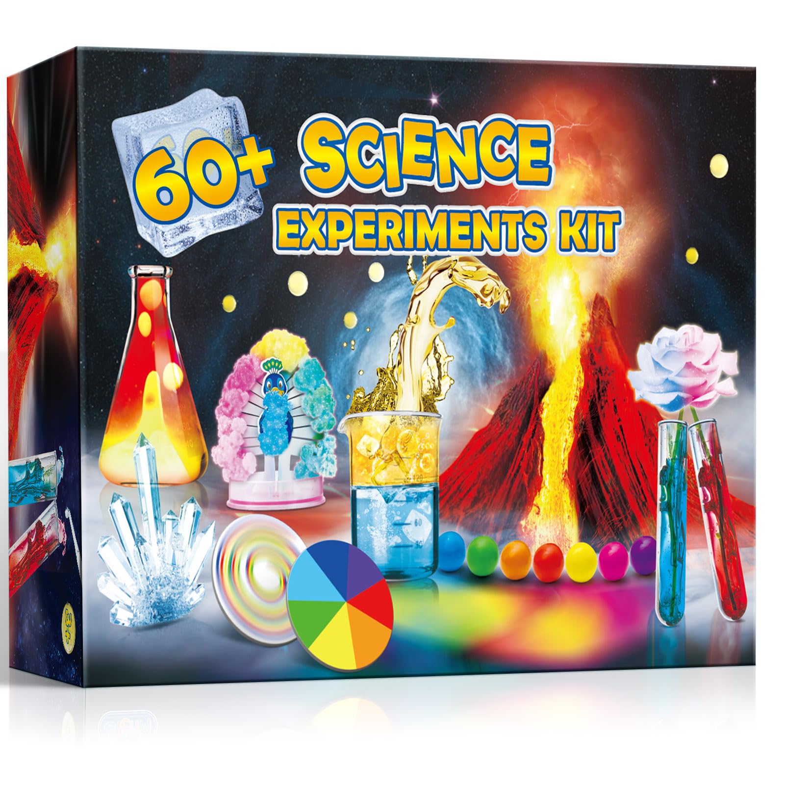 UNGLINGA 60+ Science Experiments Kits for Kids, Boys Girls Toys Gifts Science Lab Activities Educational Project with Chemistry Set, Erupting Volcano