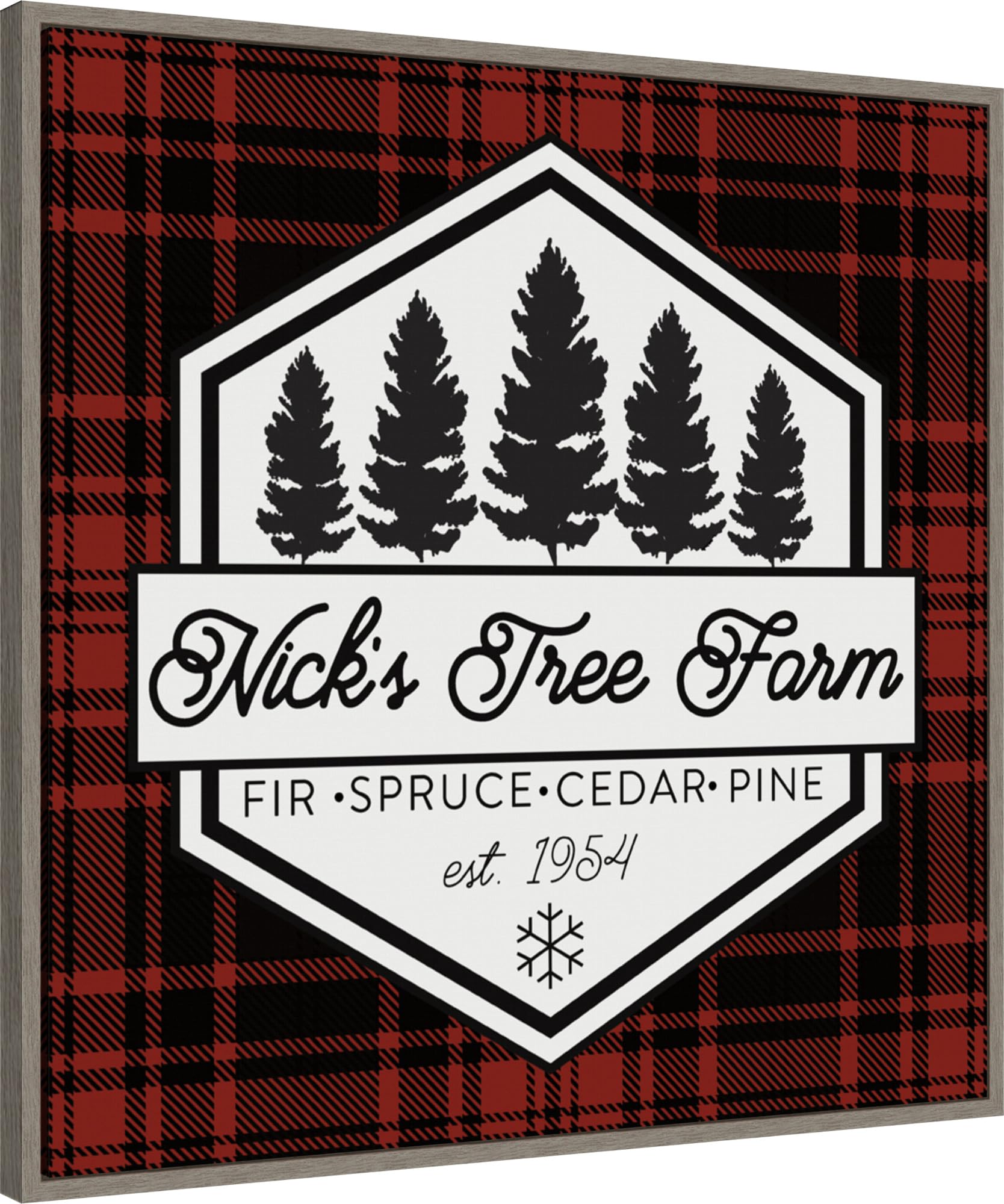 Amanti Art Framed Canvas Wall Art 30x30 Plaid Holidays I RB by Wild Apple Portfolio, Framed Wall Art Canvas, Holidays Artwork, Country Rustic Decor, Large Poster Painting for Living Room, Bedroom,