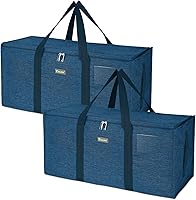 Vista 8 de BALEINE Bolsa de almacenamiento extragrande con cremalleras y asas de transporte, bolsas de mudanza de tela Oxford de alta resistencia