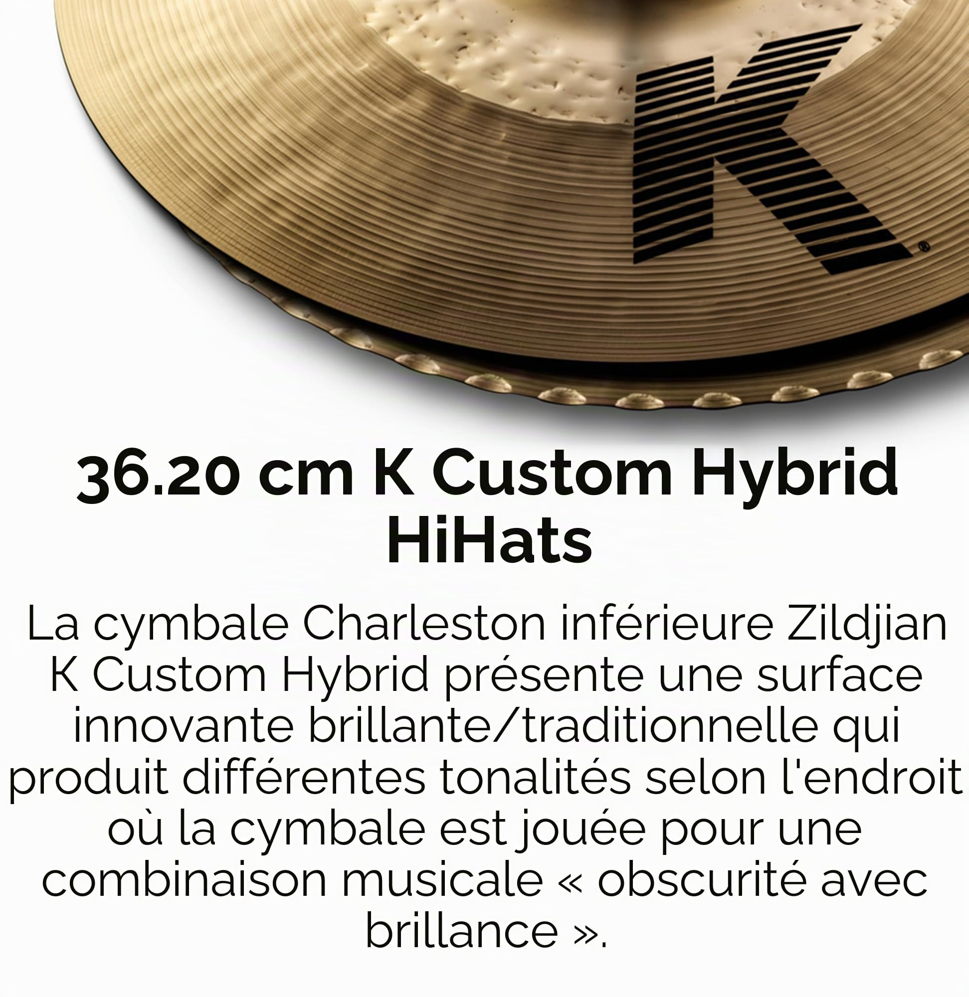Zildjian K Custom Series - 14 1/4" Hybrid Hi-Hat Cymbals - Pair ,Multi Colour