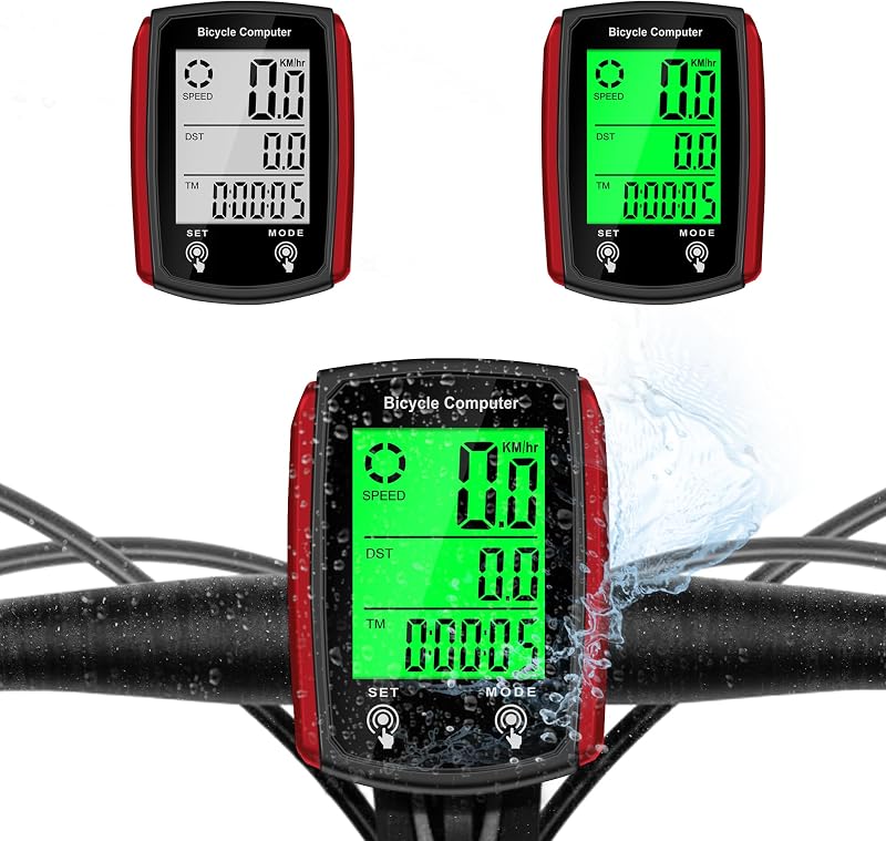 Computadora para bicicleta y odómetro de bicicleta Velocímetro de bicicleta con cable MPH KM/H con despertador automático Rastreador de velocidad de ciclismo Pantalla LCD y kilometraje único y accesorios multifunción