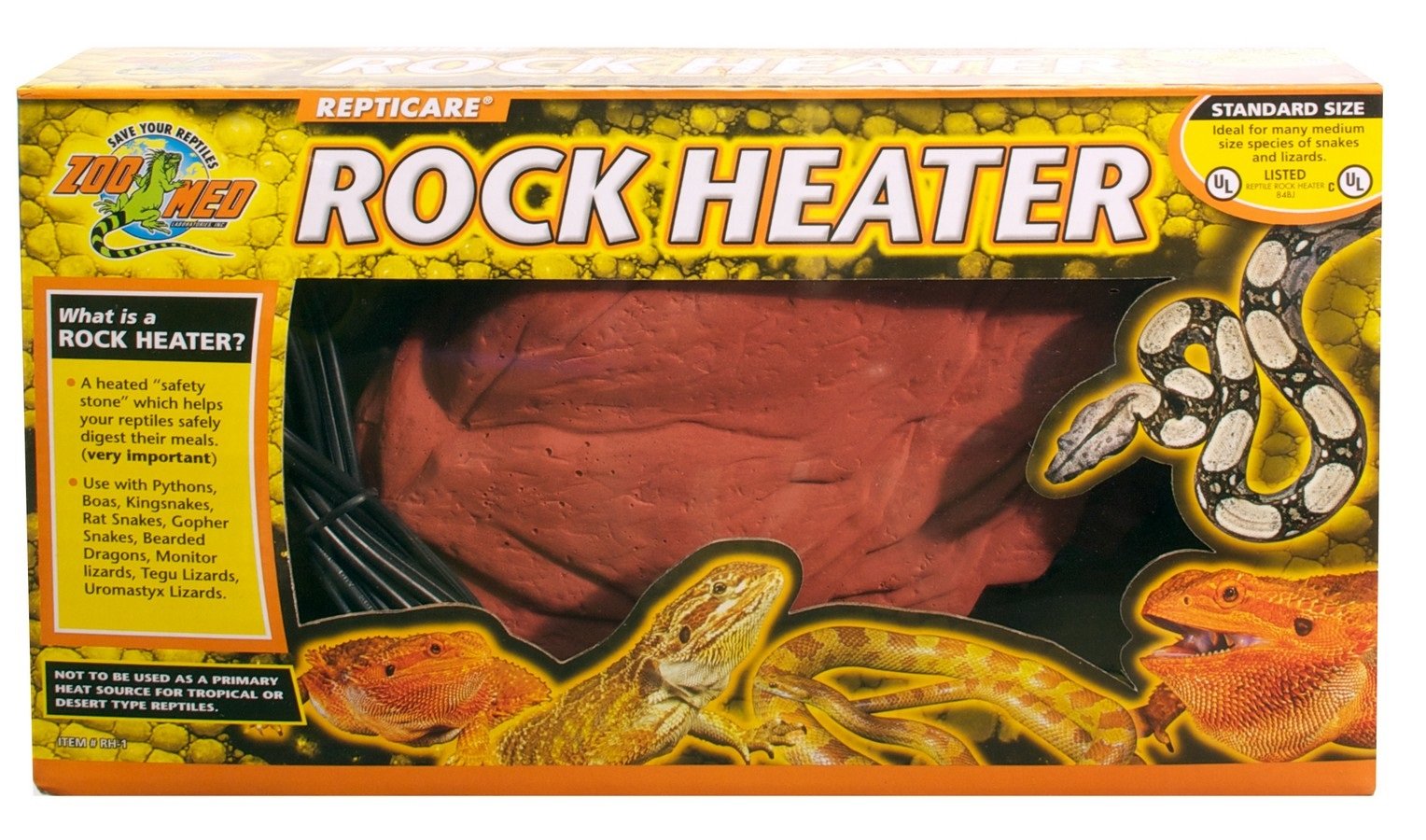 Zoo Med Rock Calentador Decoración de Terrario, Heat Rock, Grande, 50 W, 7 m