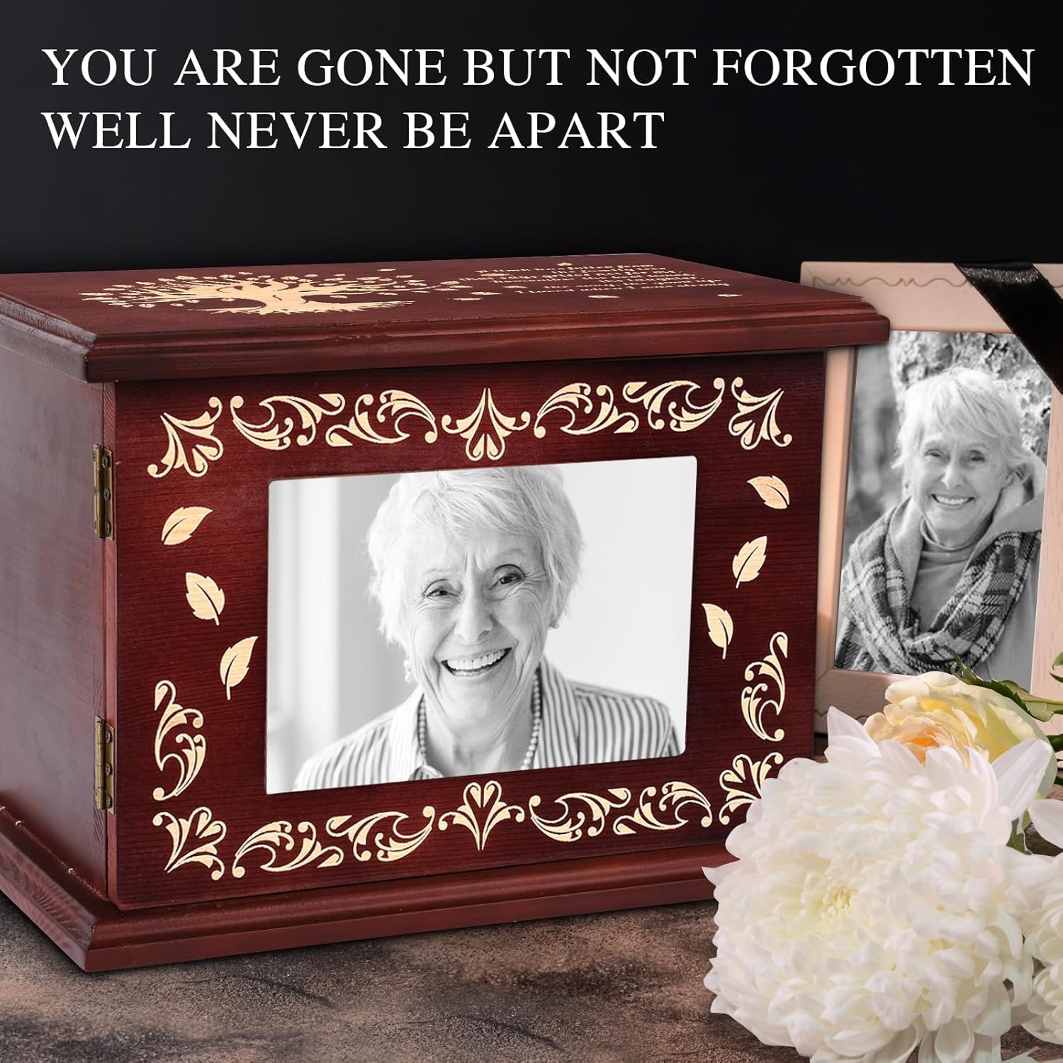 Cremation Urns for Human Ashes Adult Male or Female, Funeral Memorial Urns for Ashes with Photo Frame, Solid Walnut Wooden Urns Box and Casket for Men Women, Burial Urn for Adults 280LBS - Image 7