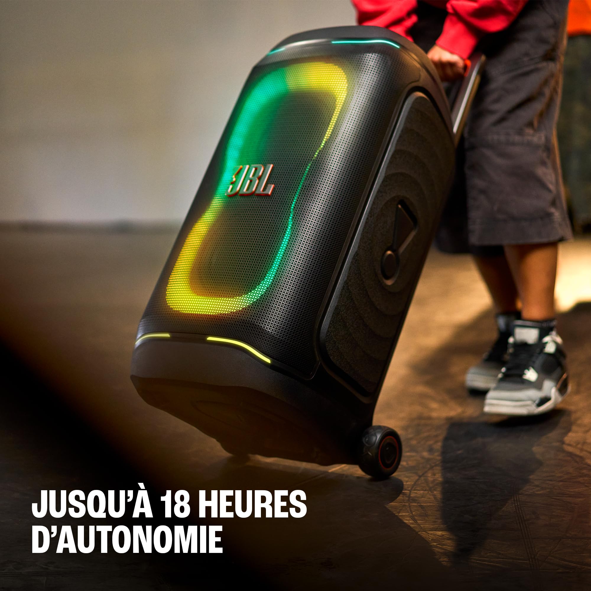 JBL PartyBox 330 Enceinte Bluetooth Portable, Noir | Son JBL puissant, Jeu de Lumières Dynamique, AI Sound Boost, Poignée Télescopique, IPX4, Jusqu’à 18H d’Autonomie