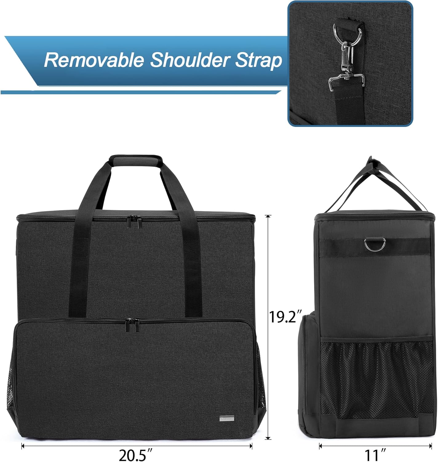 CURMIO PC Carrying Case, Desktop Travel Bag for Computer Tower, Keyboard, Cable and Mouse, Bag Only, Black