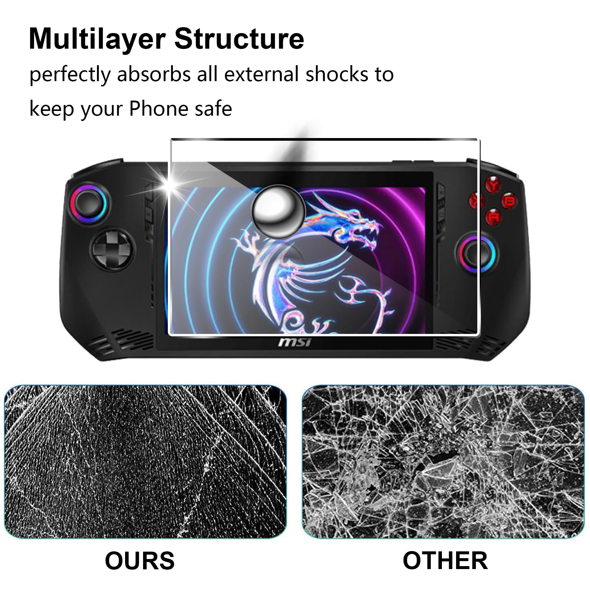 zZjoOoj [2 Pièces Verre Trempé pour ASUS ROG Ally X/MSI Claw A1M 2024 7'', Film de Protection D'écran Anti-Rayures,sans Bulles,Anti-Scratch,Dureté 9H